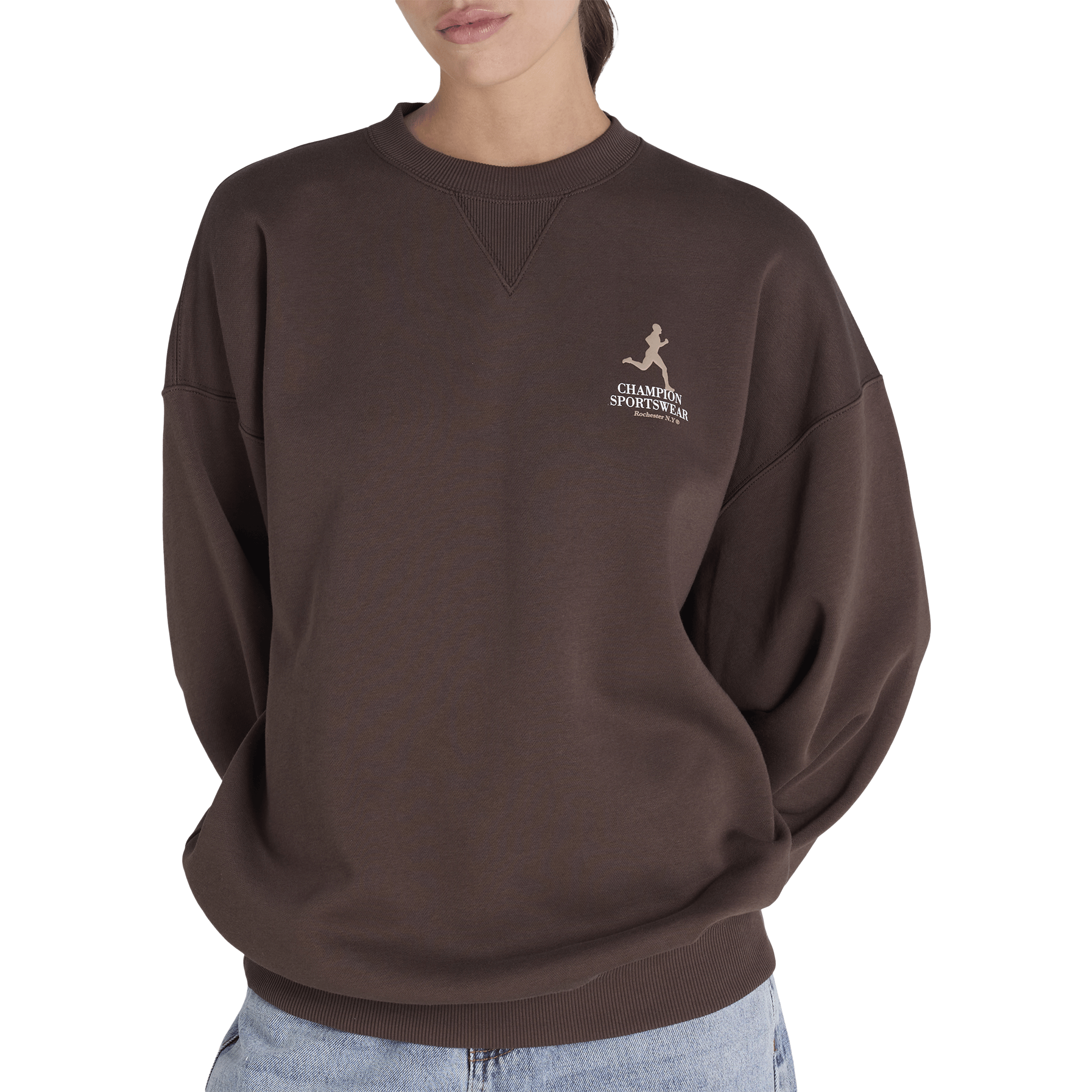 Womens Champion Graphic Shop Crewneck Sweatshirt