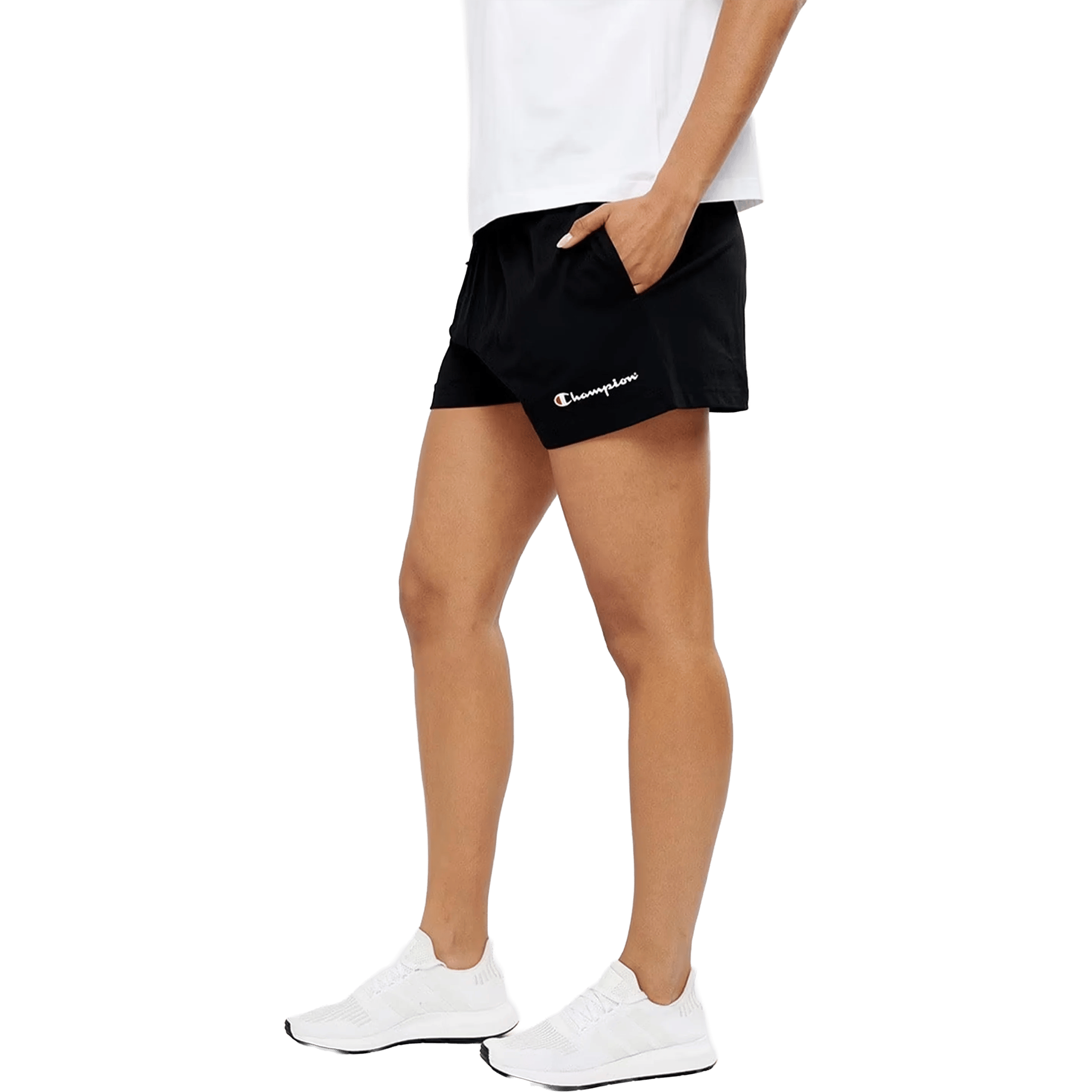 Womens Champion Jersey Hi-Waist Script Shorts