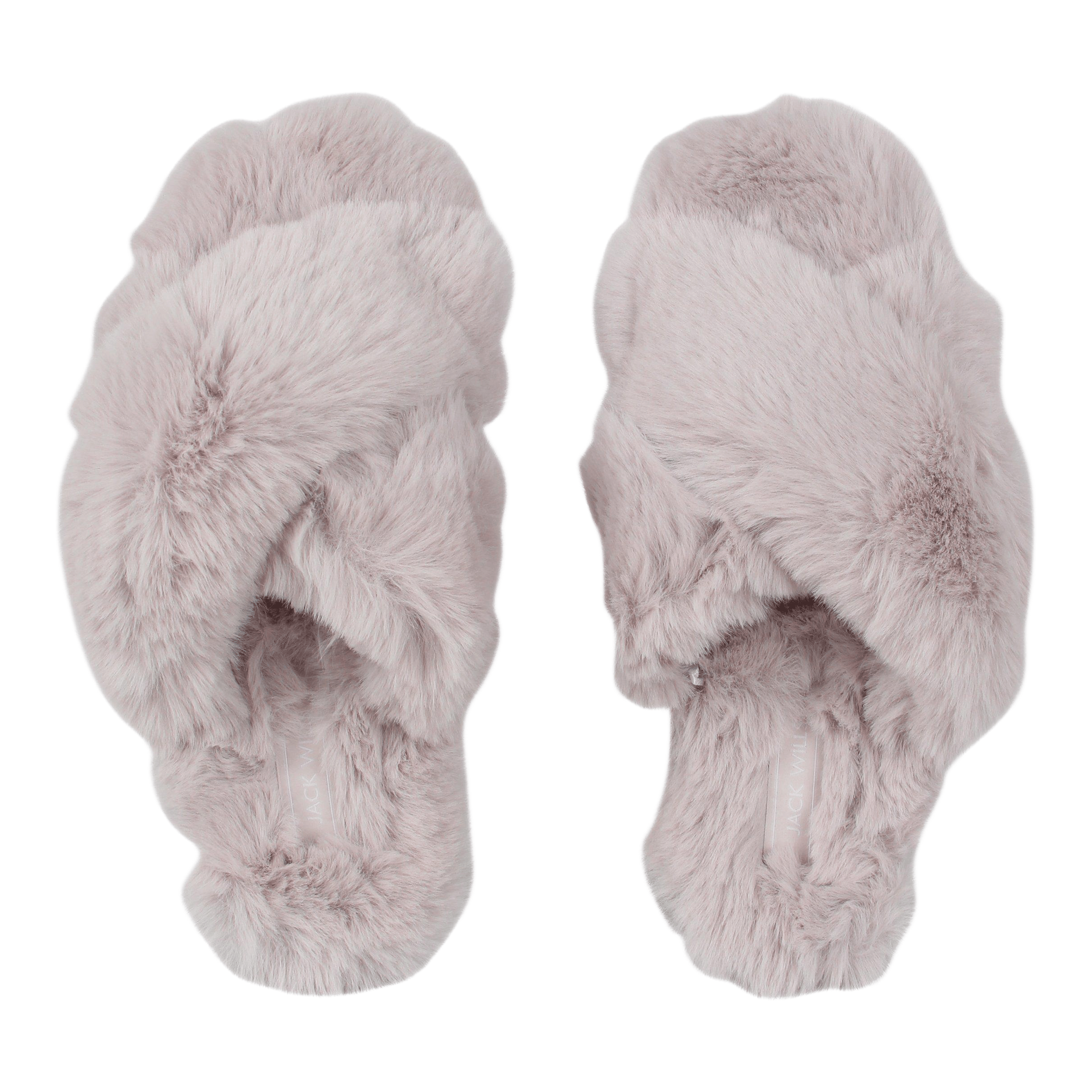 Womens Jack Wills Fluffy Cross Strap Slippers