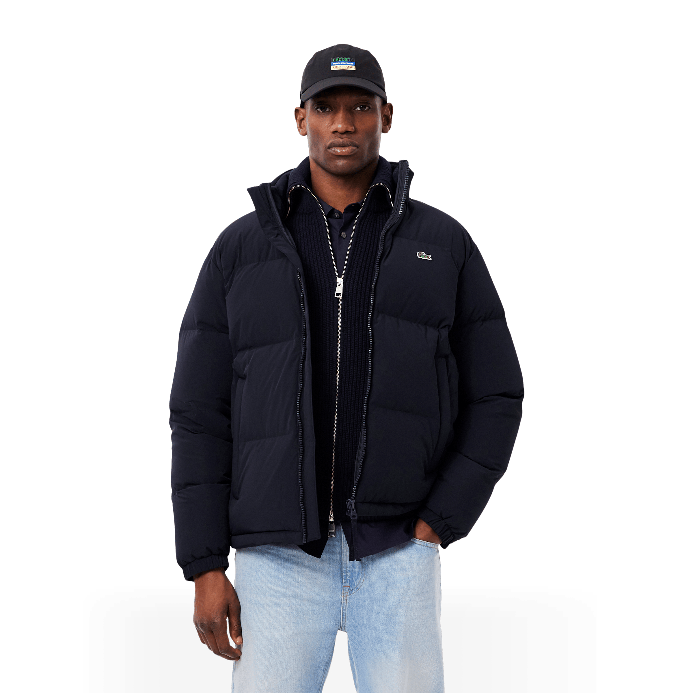 Mens Lacoste Water-Repellent Hooded Down Jacket