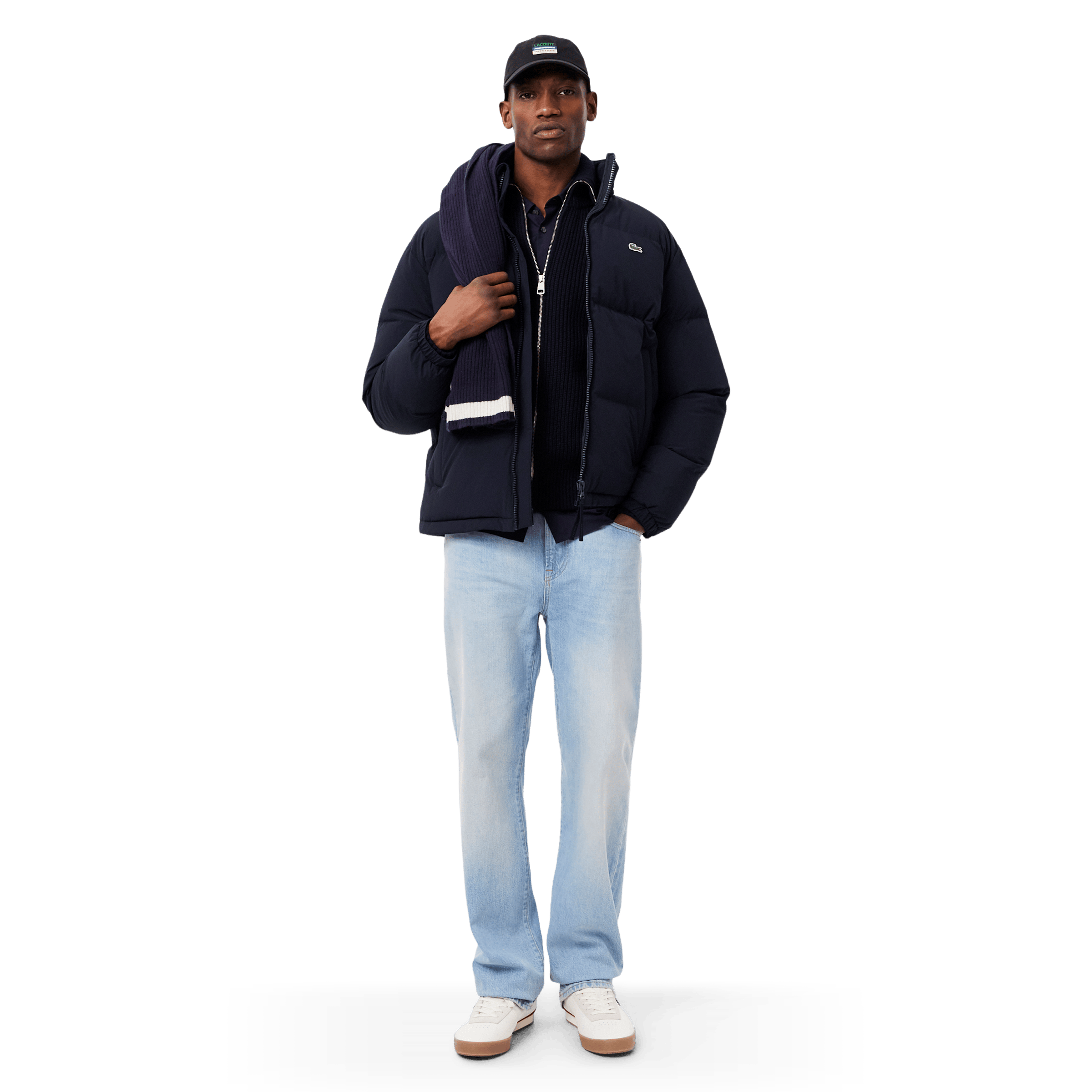 Mens Lacoste Water-Repellent Hooded Down Jacket