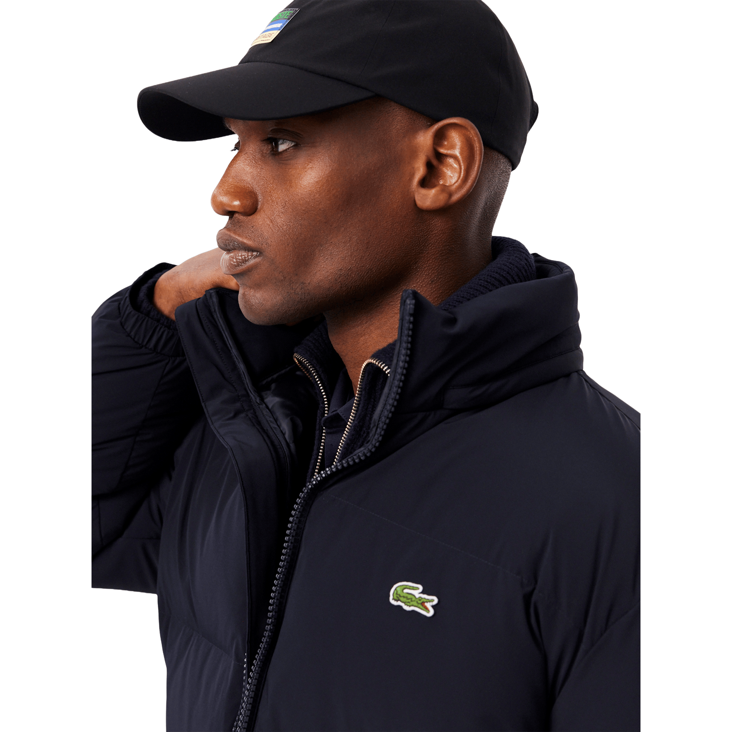Mens Lacoste Water-Repellent Hooded Down Jacket