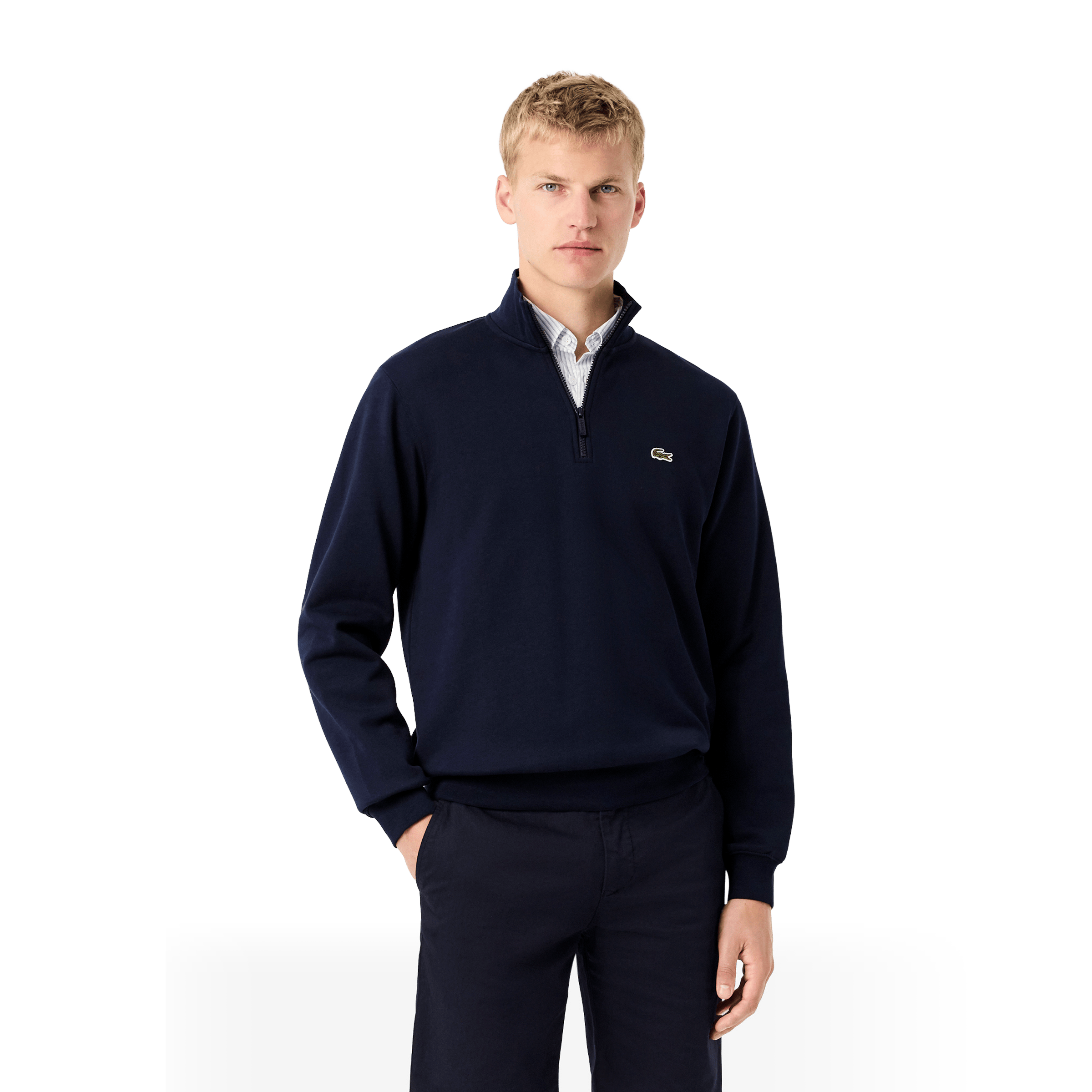 Mens Lacoste High Neck Zipped Fleece Sweatshirt