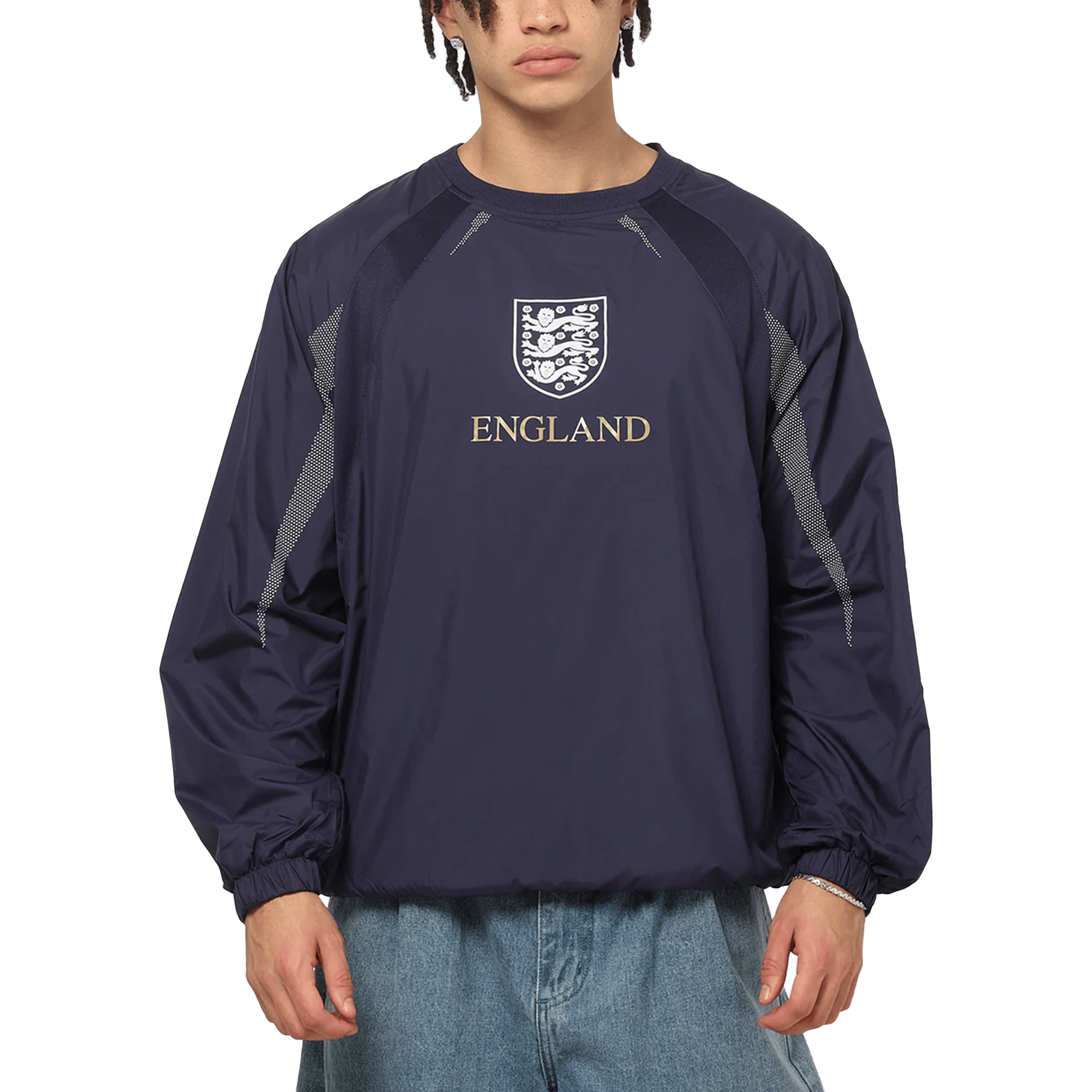 Mens Majestic England Nylon Crewneck Sweatshirt