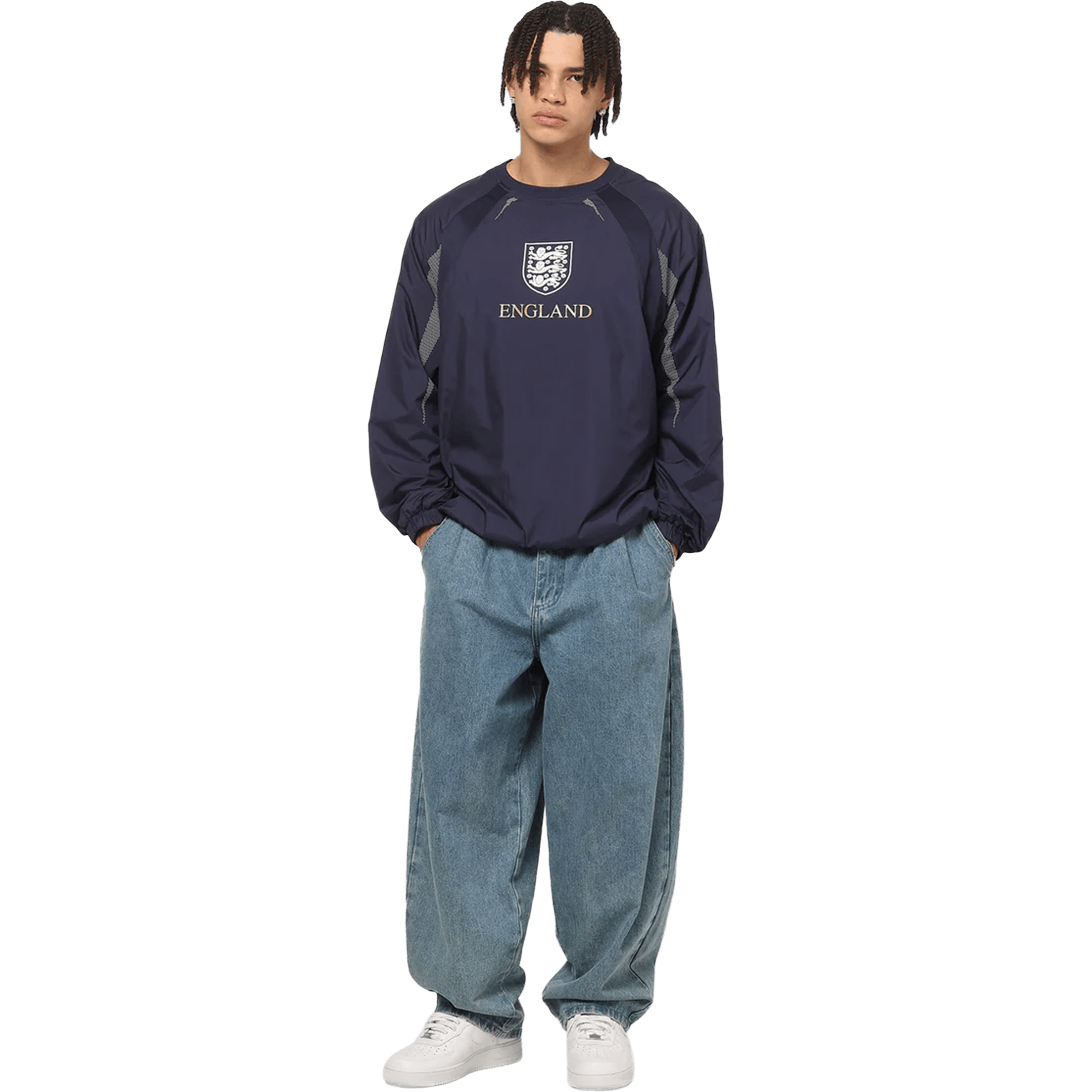 Mens Majestic England Nylon Crewneck Sweatshirt