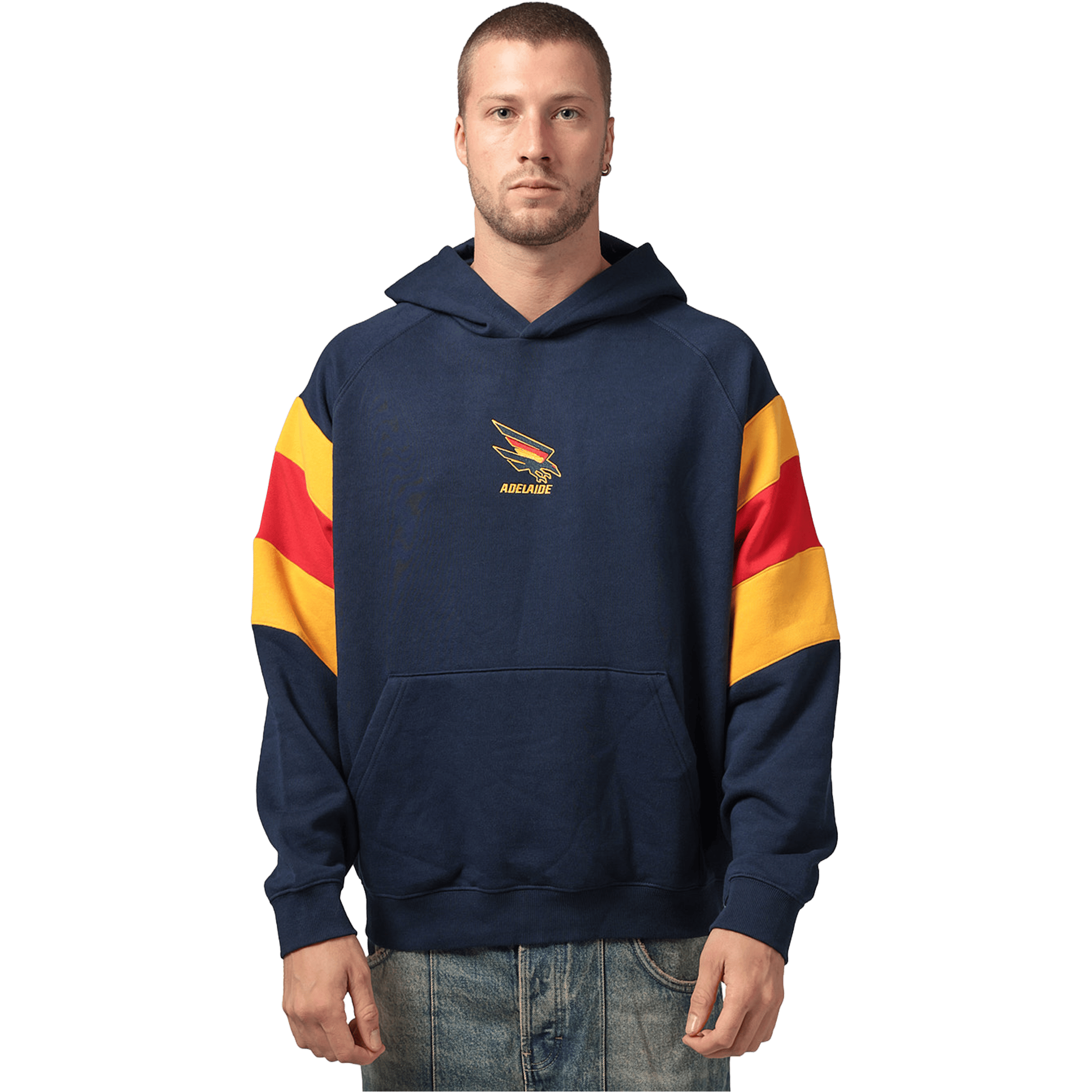Mens Mitchell & Ness AFL Adelaide Crows Box Fit Fleece Hoodie