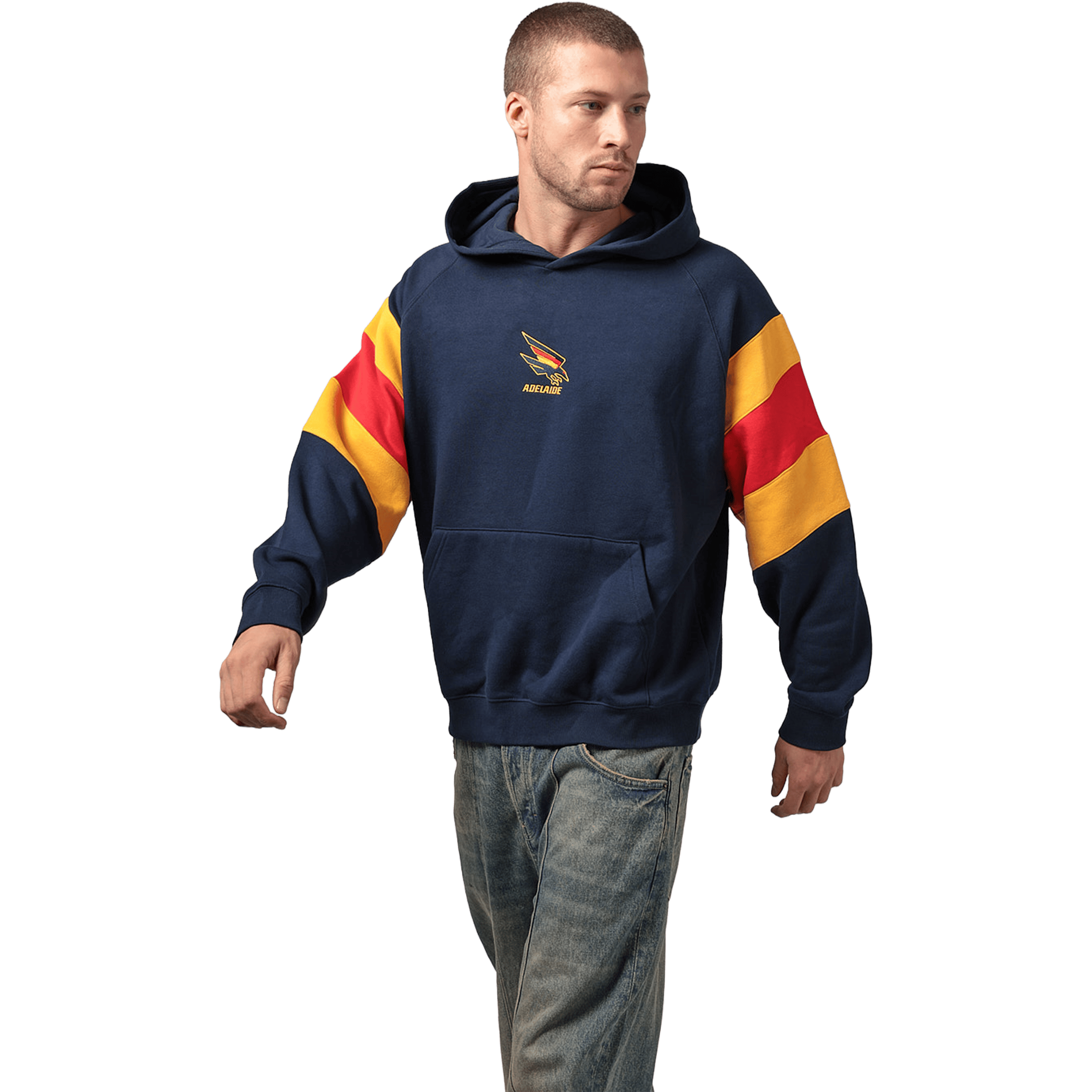 Mens Mitchell & Ness AFL Adelaide Crows Box Fit Fleece Hoodie