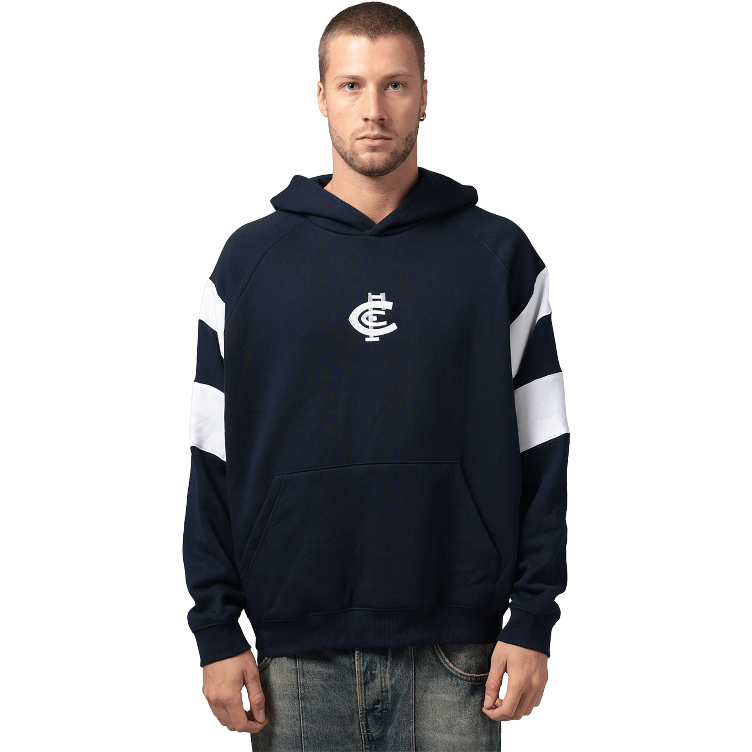 Mens Mitchell & Ness AFL Carlton Blues Box Fit Fleece Hoodie