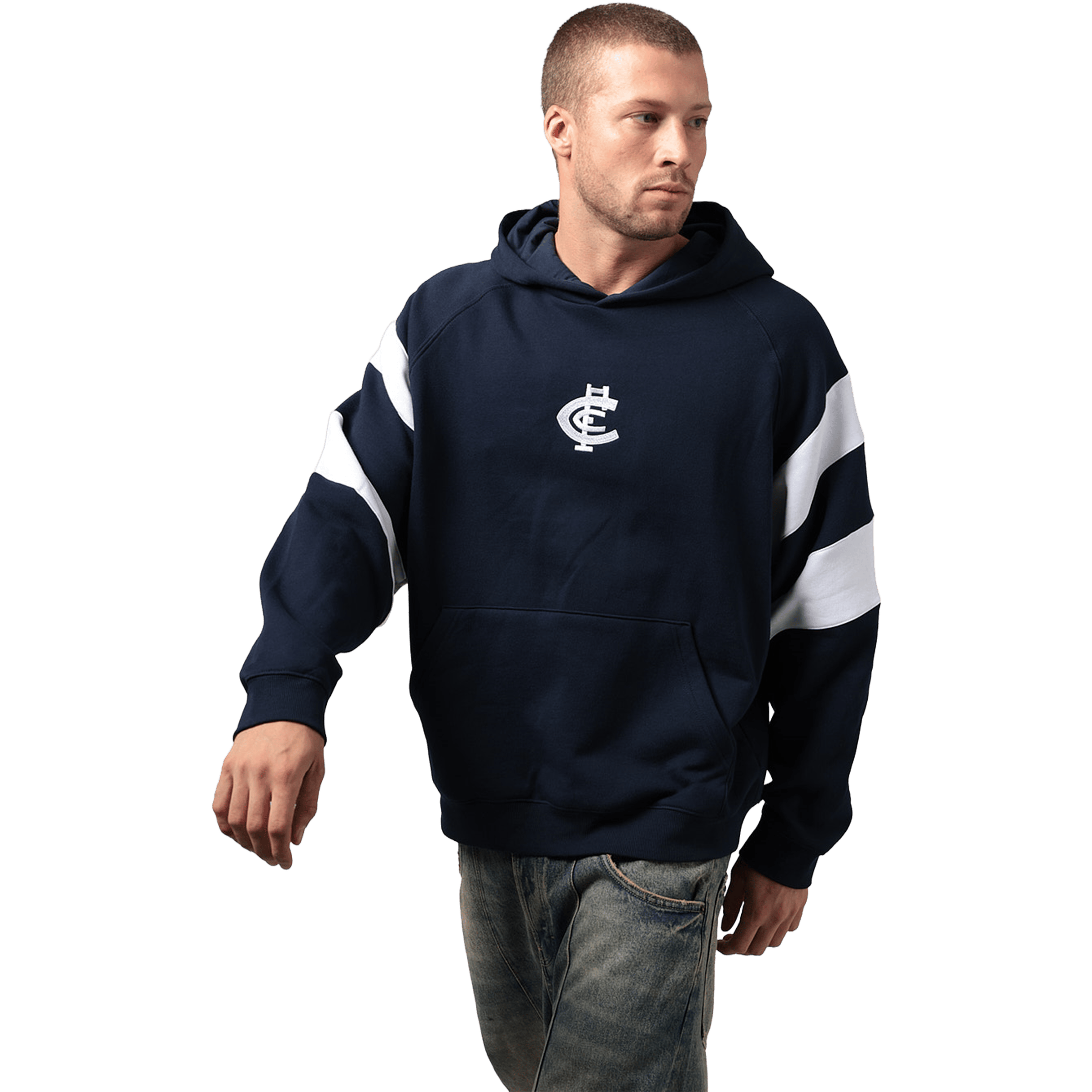Mens Mitchell & Ness AFL Carlton Blues Box Fit Fleece Hoodie