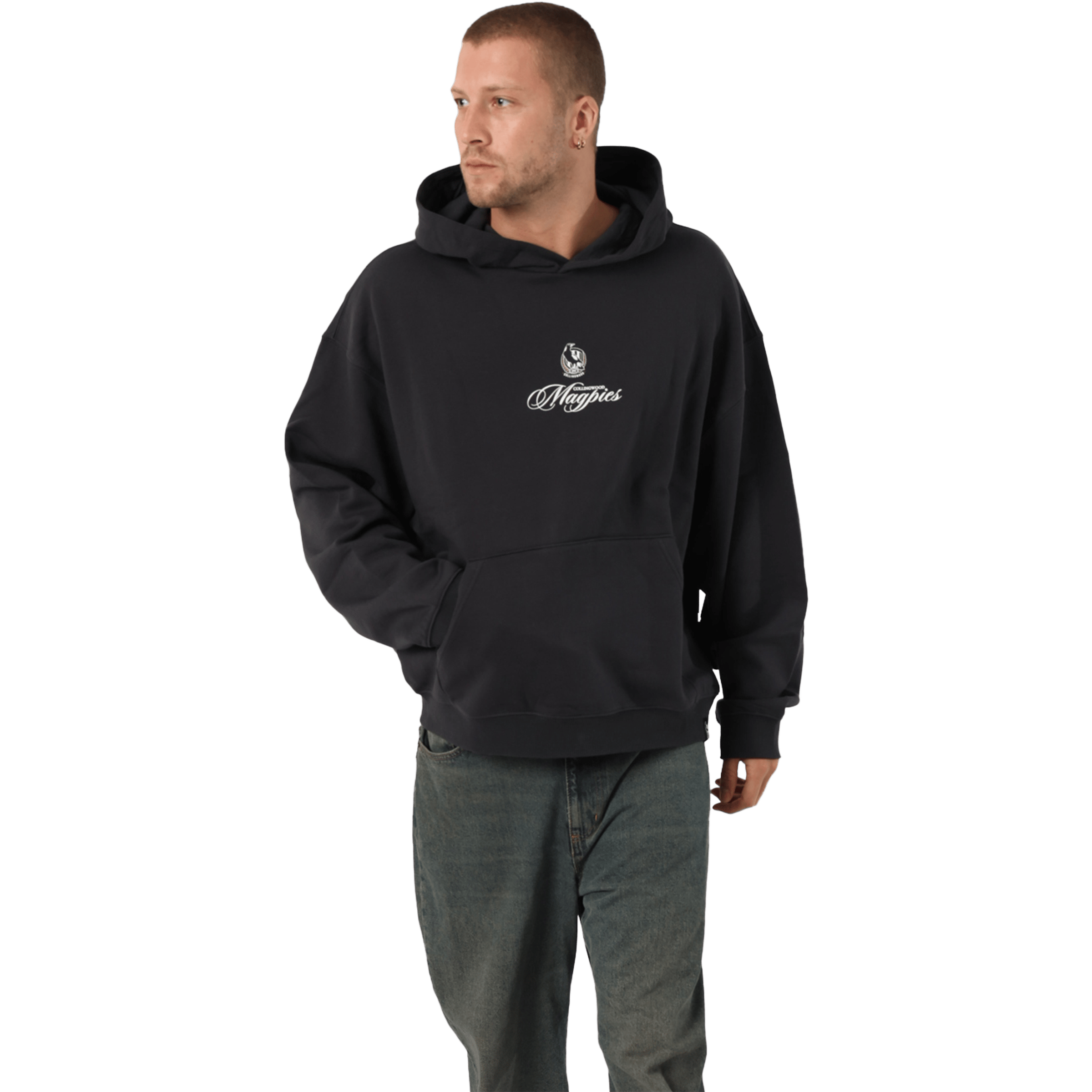 Mens Mitchell & Ness AFL Collingwood Magpies Lifestyle Box Fit Hoodie