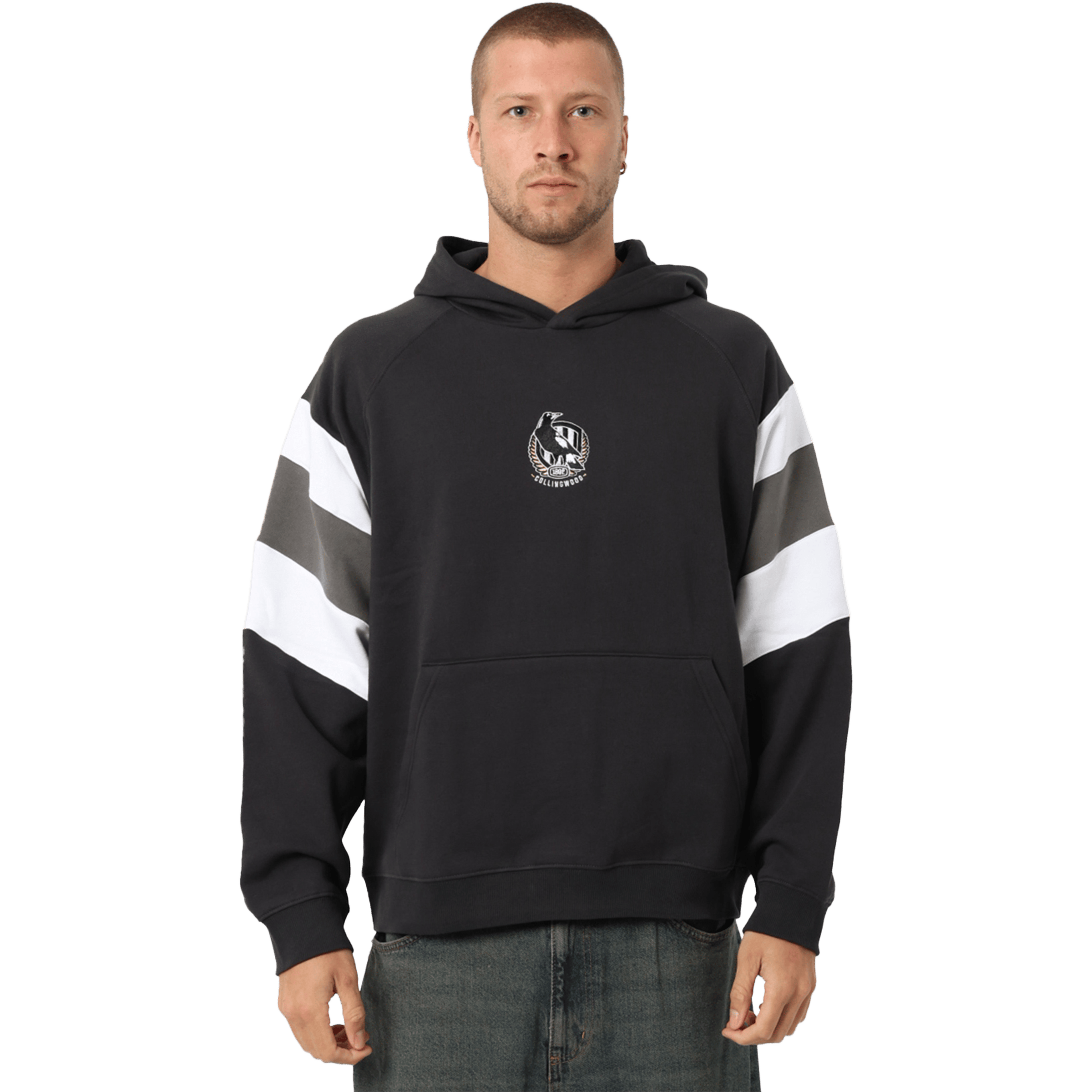 Mens Mitchell & Ness AFL Collingwood Magpies Box Fit Fleece Hoodie