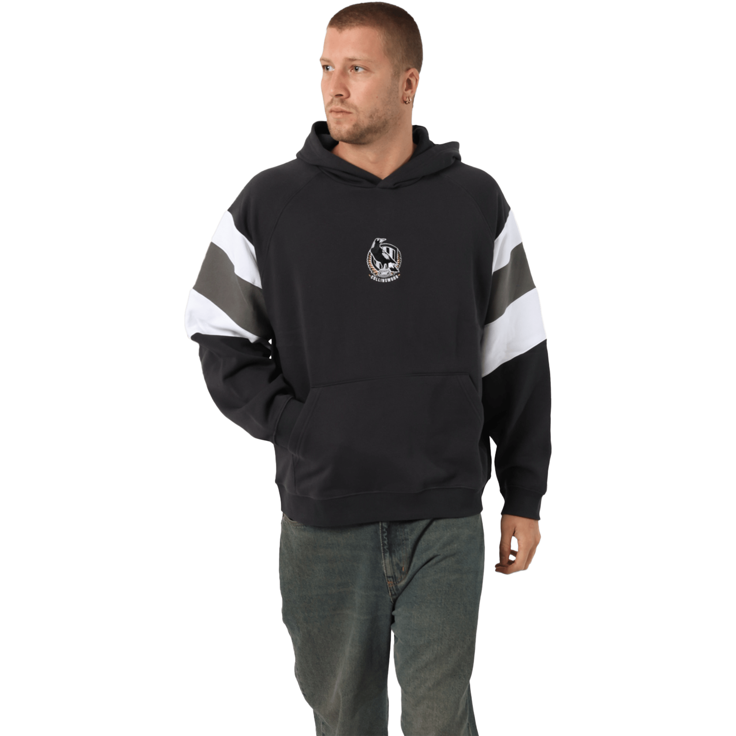 Mens Mitchell & Ness AFL Collingwood Magpies Box Fit Fleece Hoodie