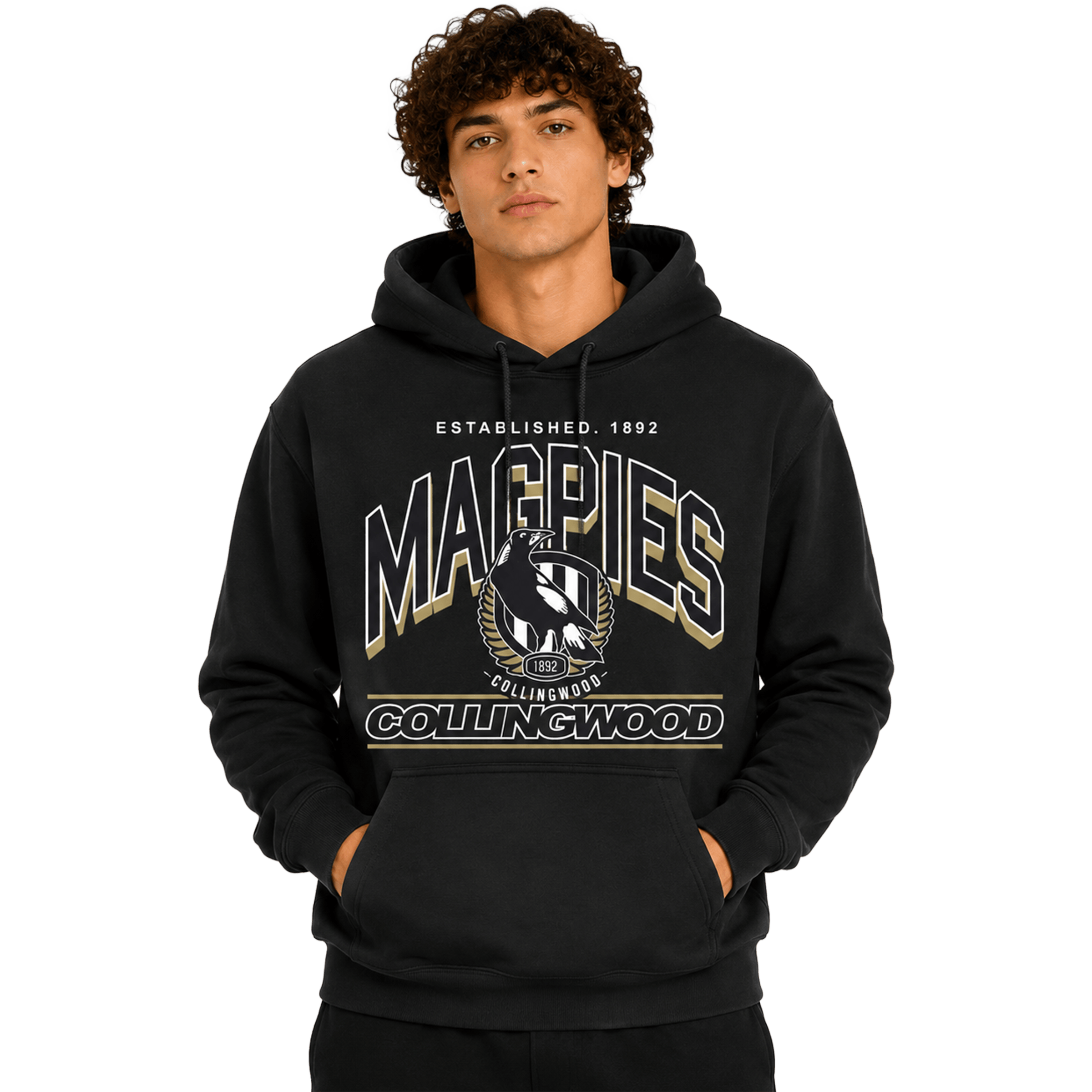 Mens Mitchell & Ness AFL Collingwood Magpies Arch Stack Hoodie