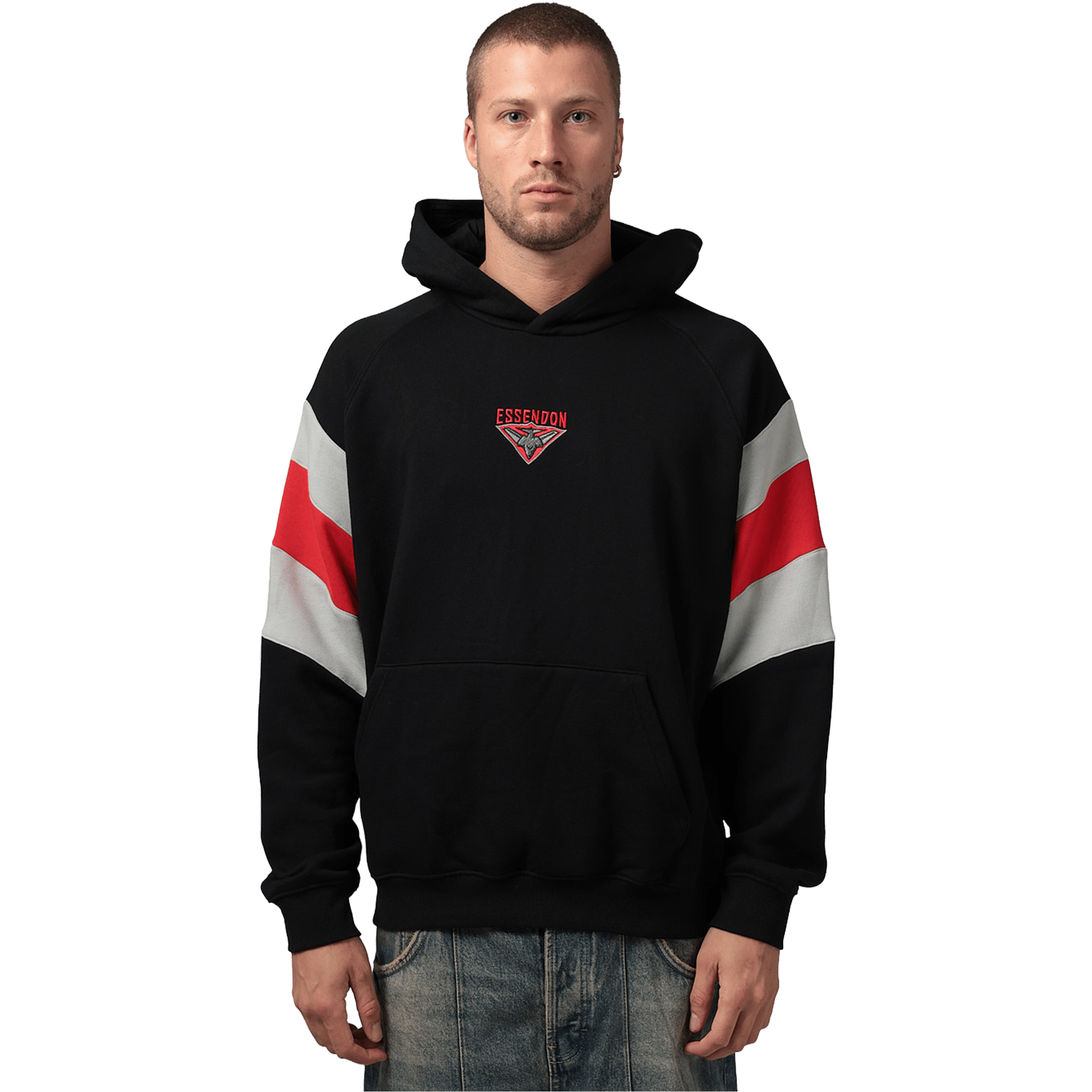 Mens Mitchell & Ness AFL Essendon Bombers Box Fit Fleece Hoodie