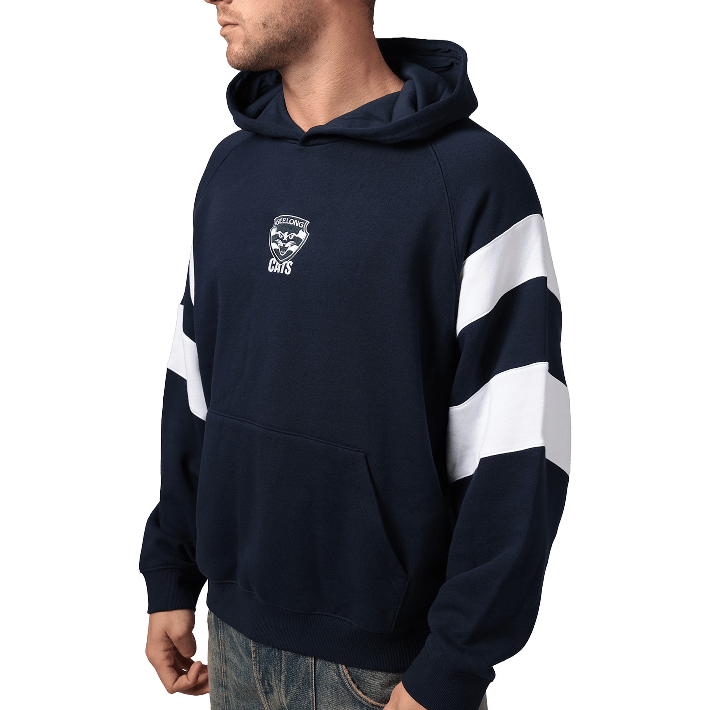 Mens Mitchell & Ness AFL Geelong Cats Box Fit Fleece Hoodie