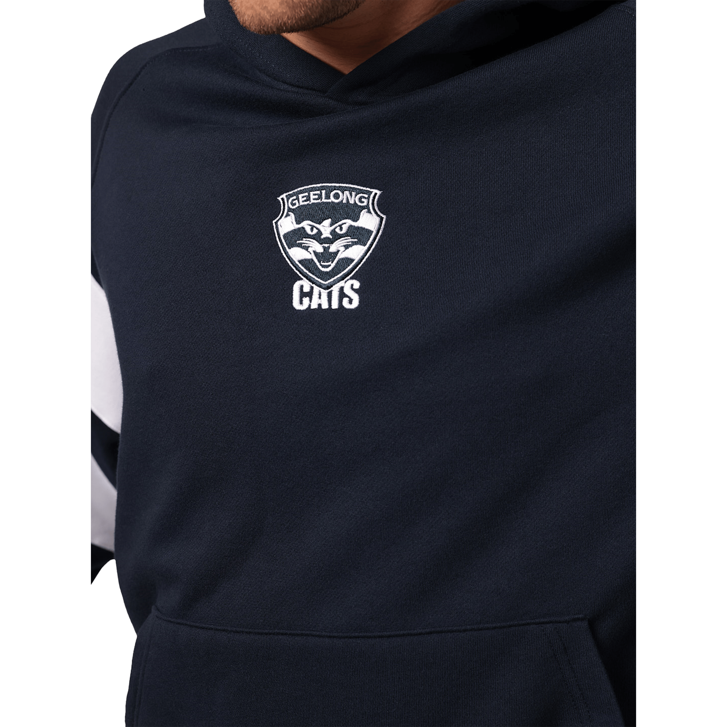 Mens Mitchell & Ness AFL Geelong Cats Box Fit Fleece Hoodie