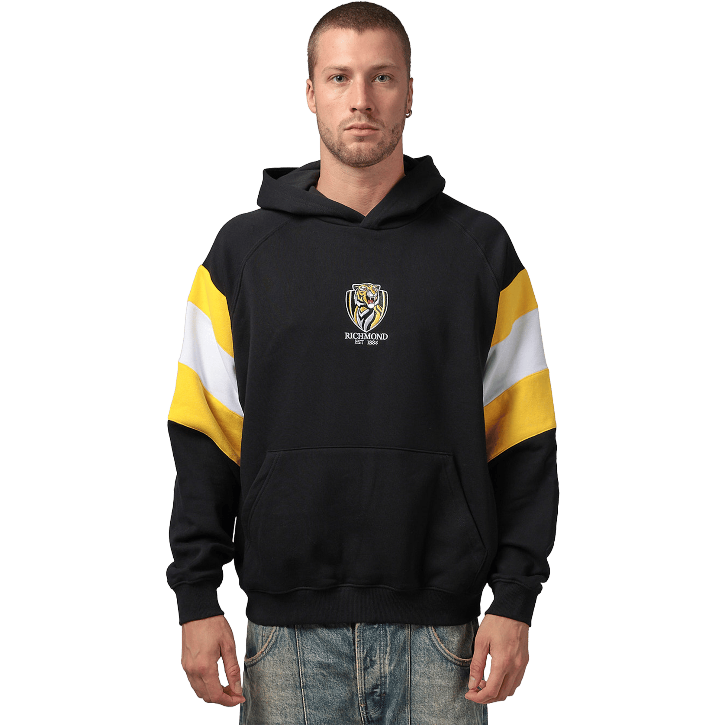 Mens Mitchell & Ness AFL Richmond Tigers Box Fit Fleece Hoodie