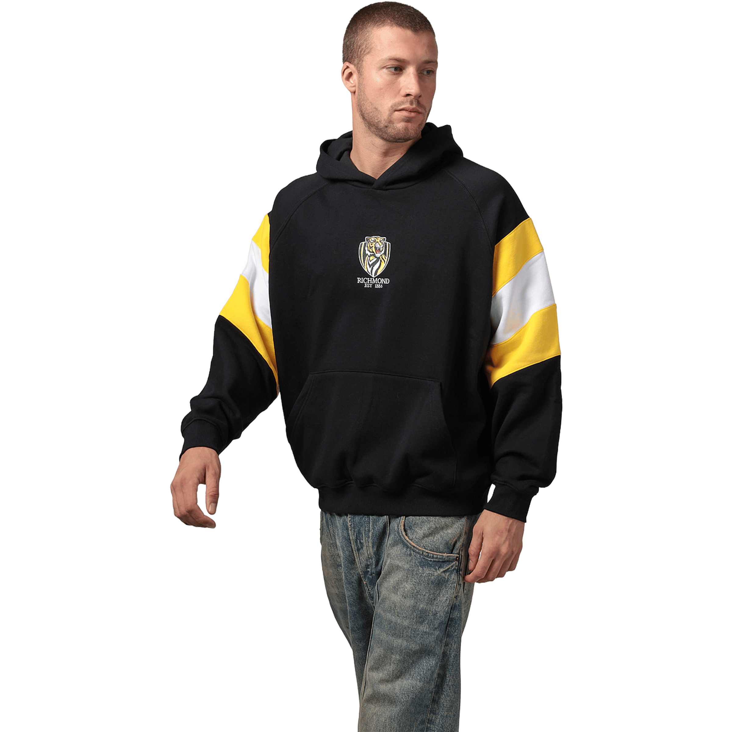 Mens Mitchell & Ness AFL Richmond Tigers Box Fit Fleece Hoodie