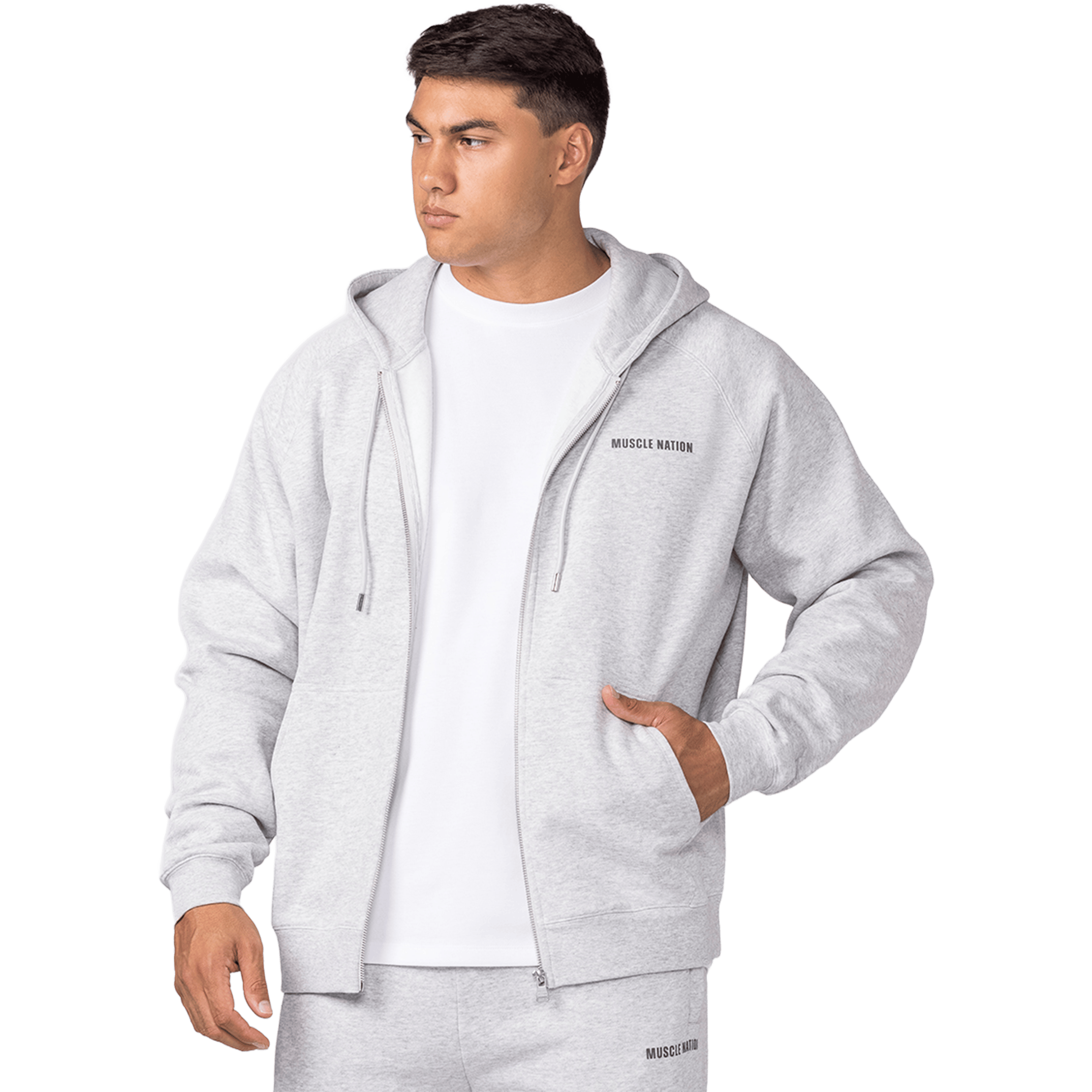 Mens Muscle Nation Essential Zip Hoodie