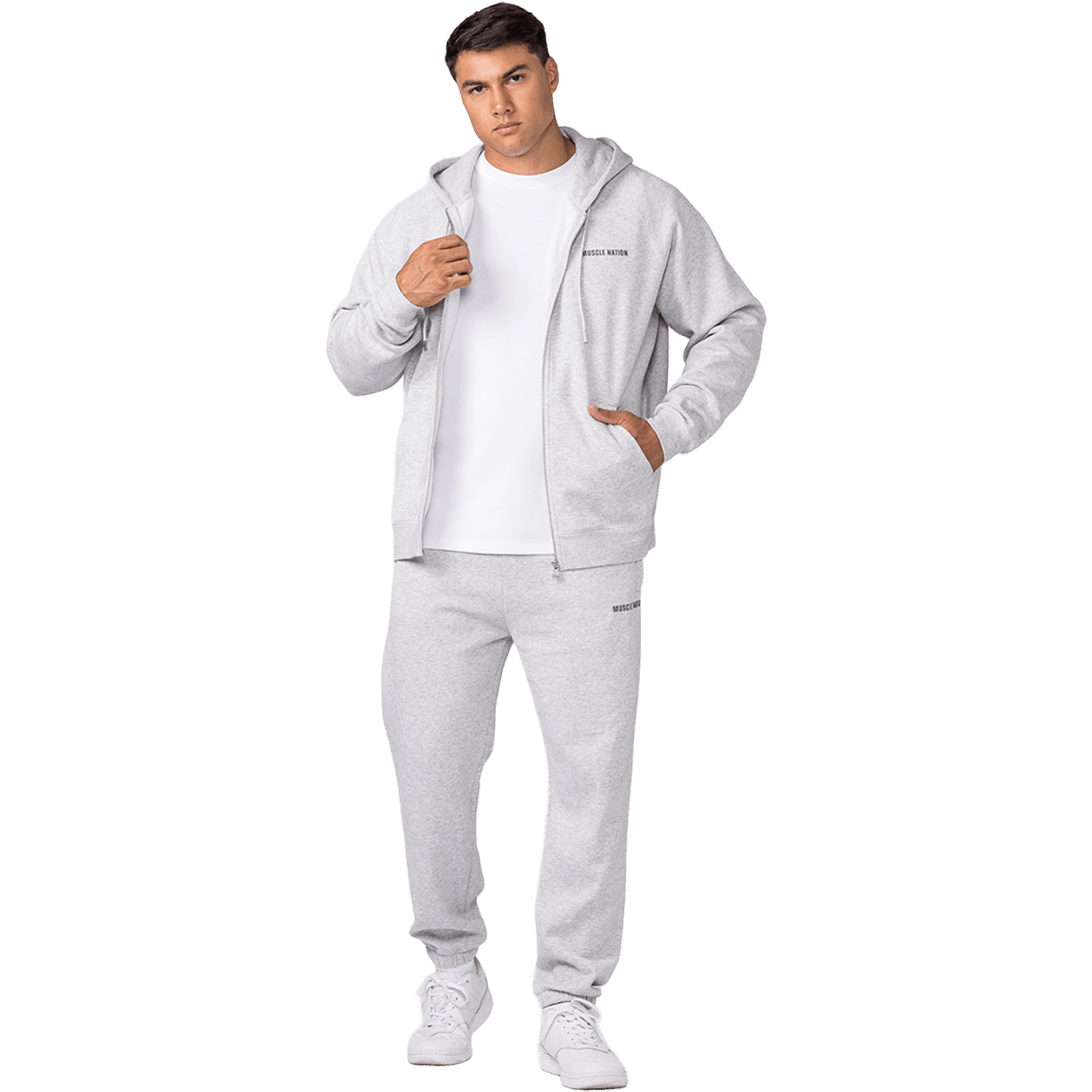 Mens Muscle Nation Essential Zip Hoodie