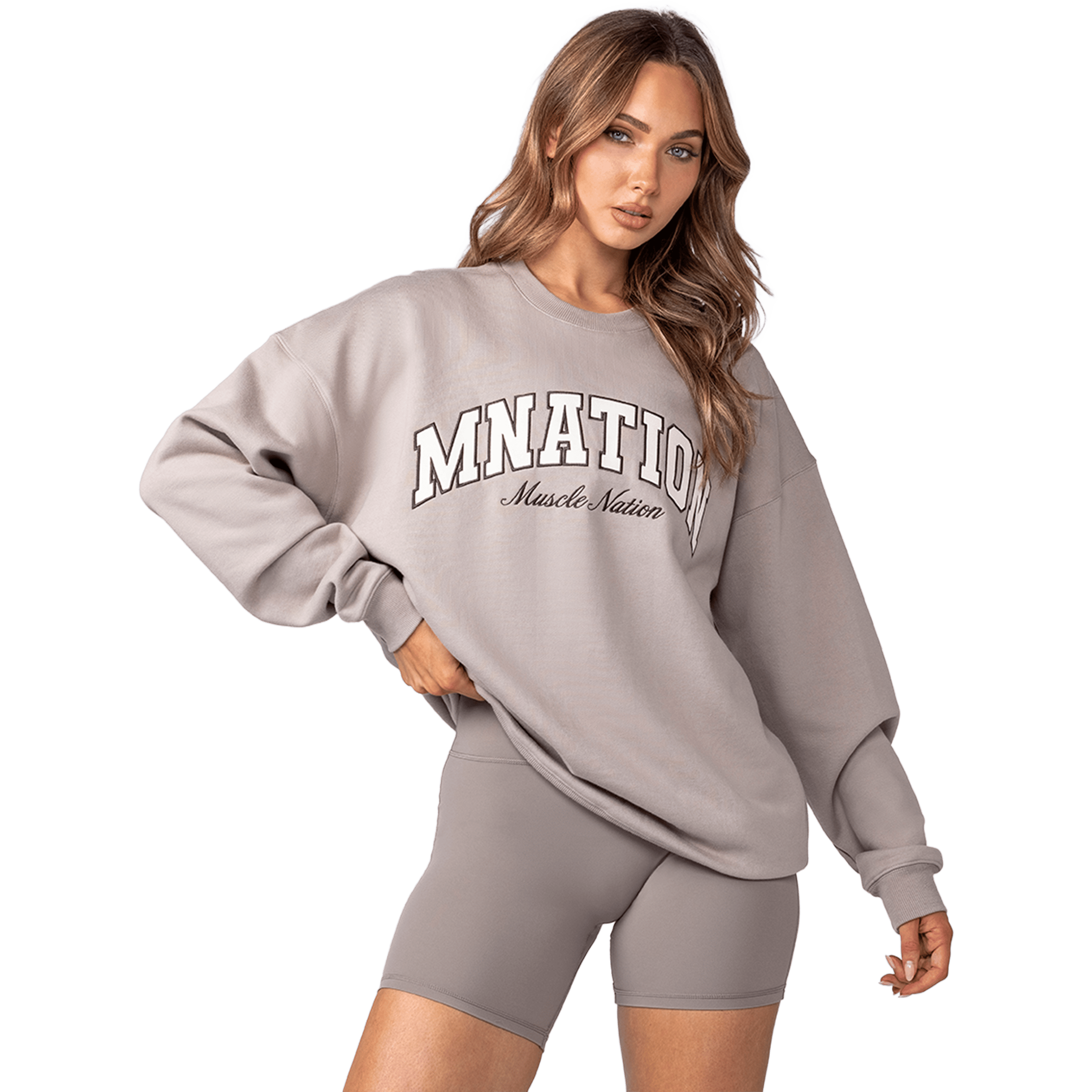 Womens Muscle Nation Studio Oversized Pullover Sweatshirts