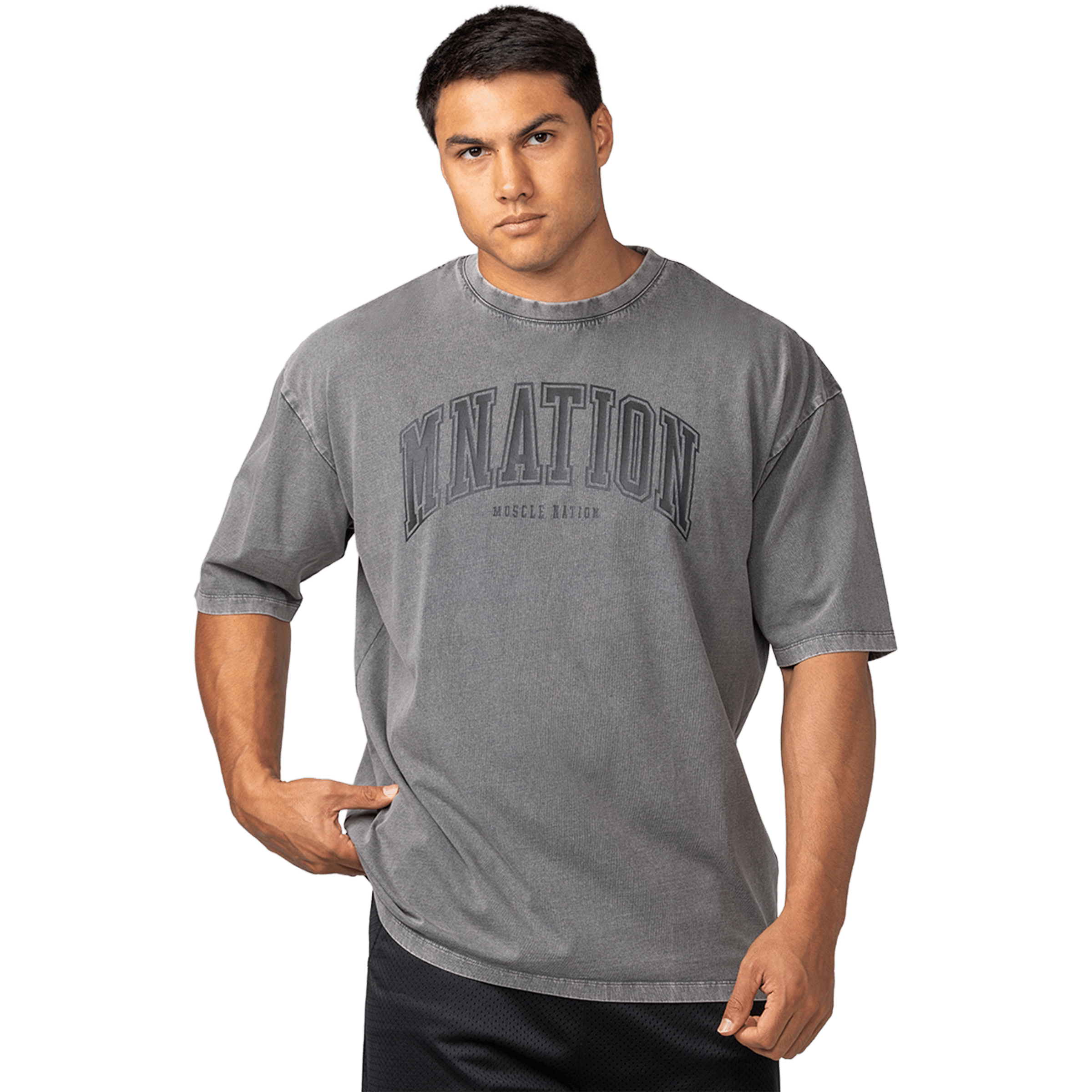 Mens Muscle Nation Varsity Training Oversized Vintage Tee