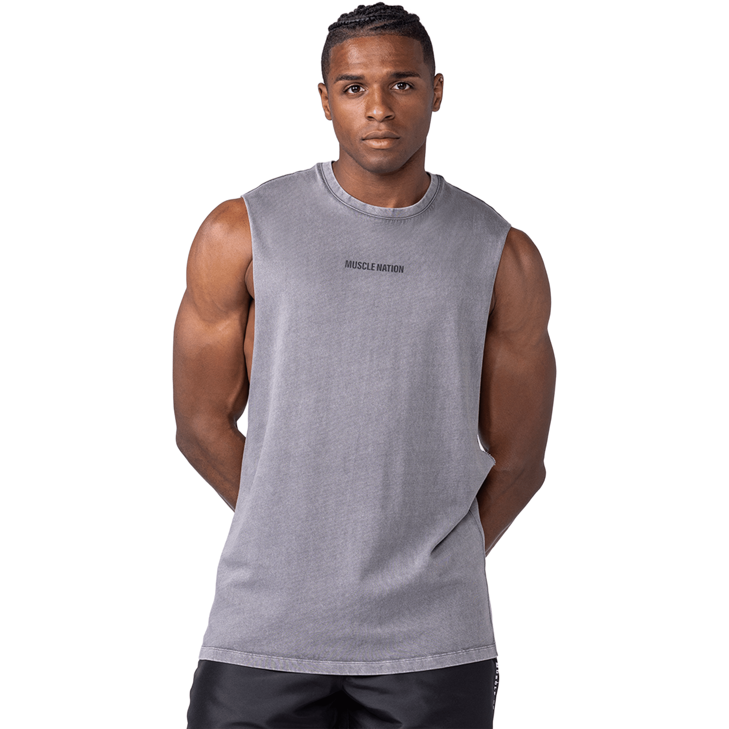 Mens Muscle Nation Vintage Training Drop Arm Tank