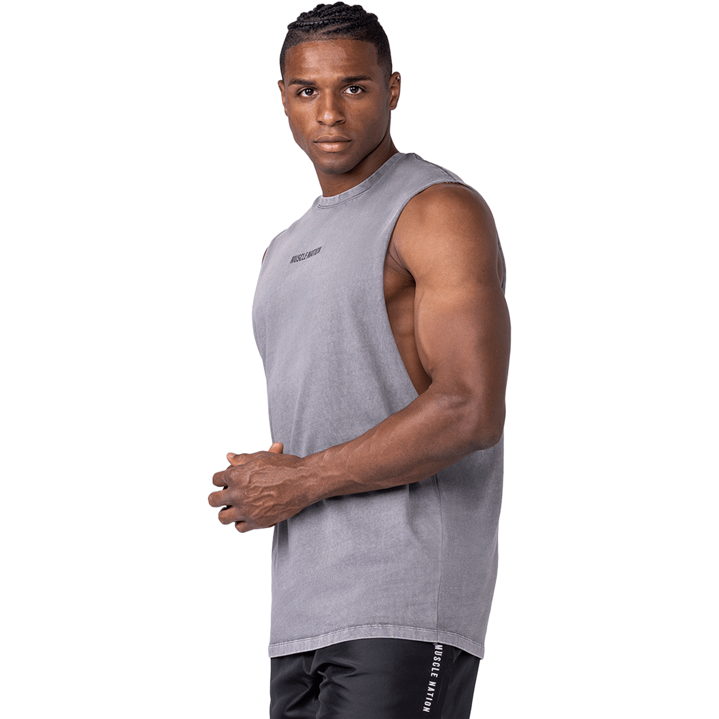 Mens Muscle Nation Vintage Training Drop Arm Tank