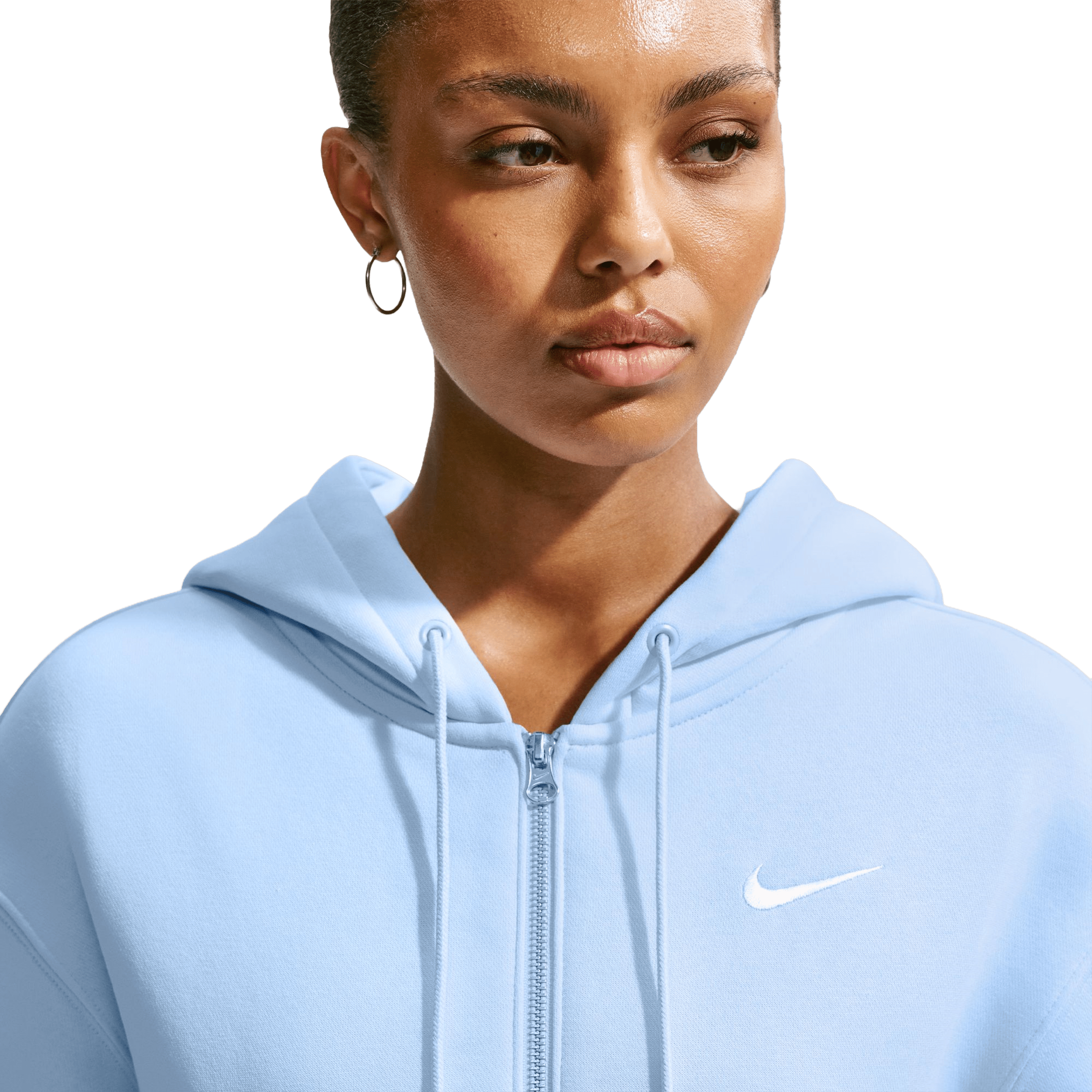 Womens Nike Sportswear Phoenix Fleece Loose Full-Zip Cropped Hoodie