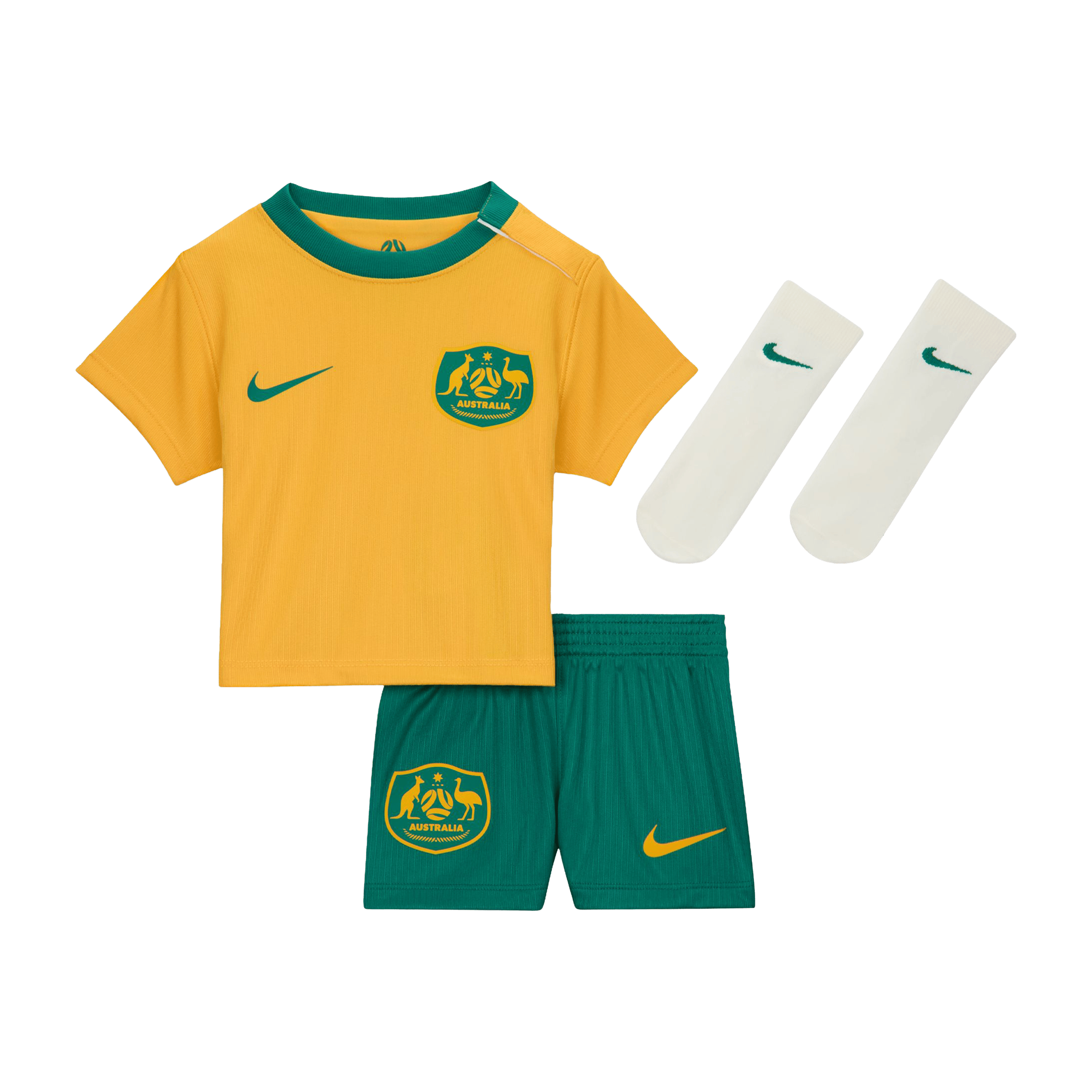 Kids Nike Australia 2026 Stadium Home Replica Football 3-Piece Kit