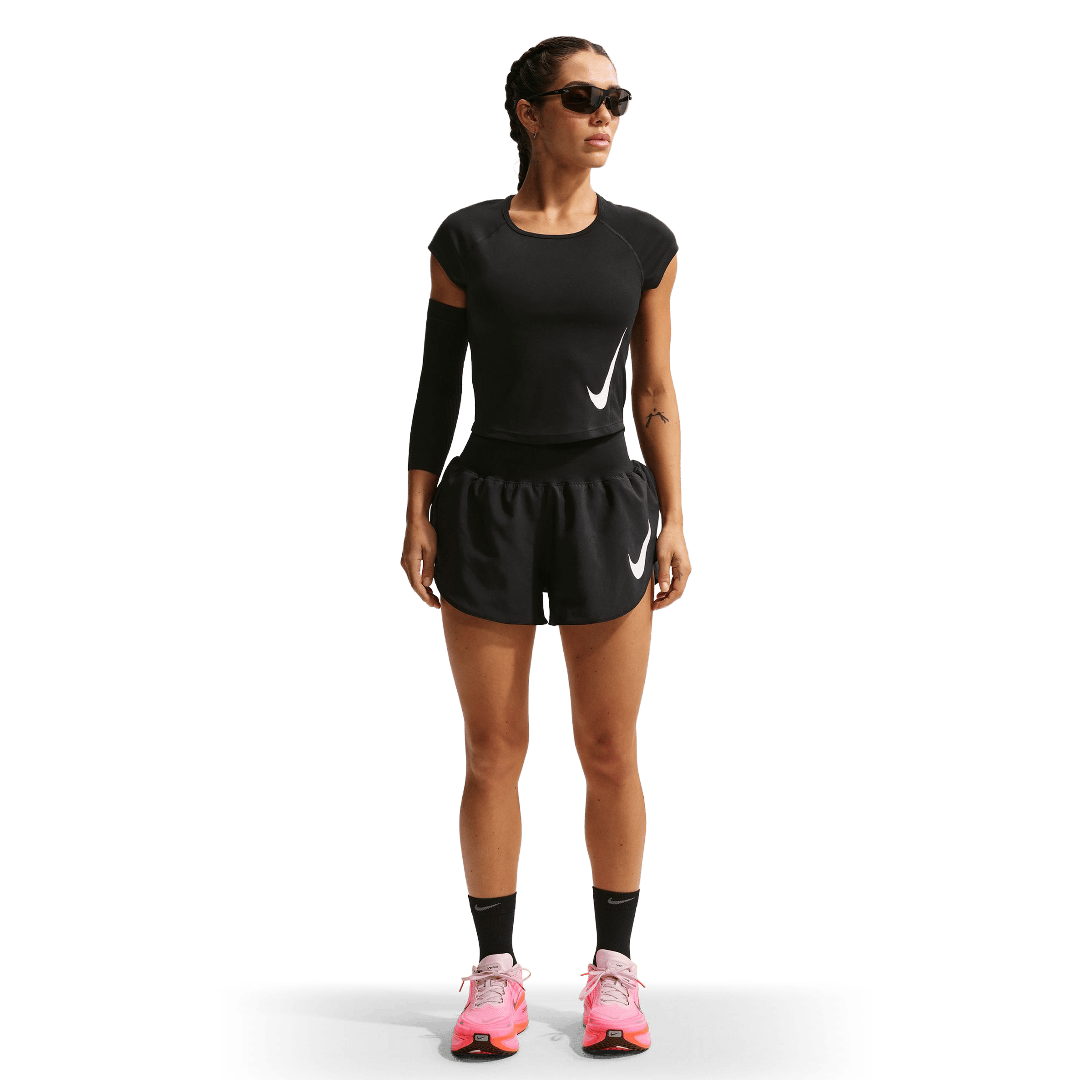 Womens Nike Tempo Flow Swoosh Dri-FIT Mid-Rise Brief-Lined Running Shorts