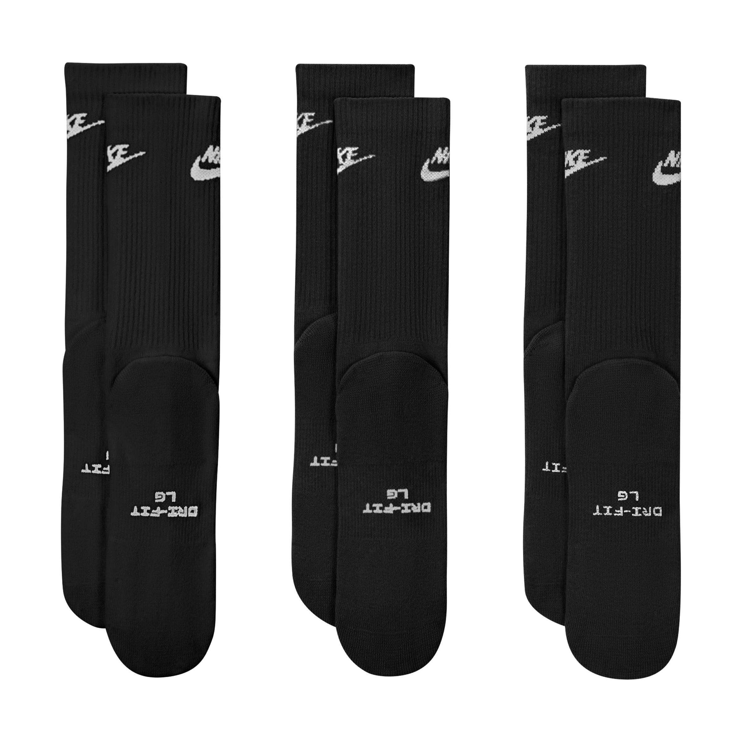 Unisex Nike (3pk) Everyday Elevated Crew Socks