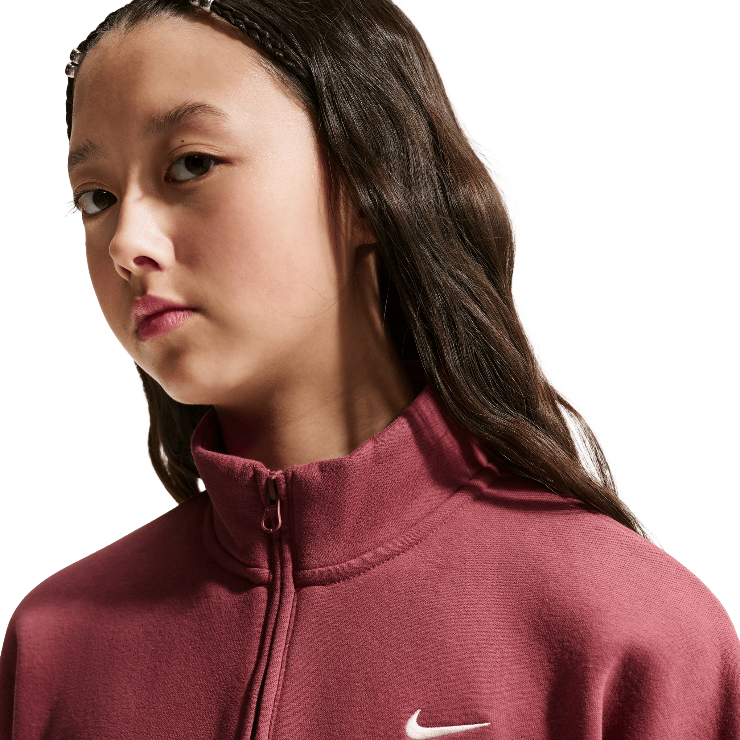 Kids Nike Sportswear Studio Fleece (Older Kids) Oversized 1/4-Zip Top