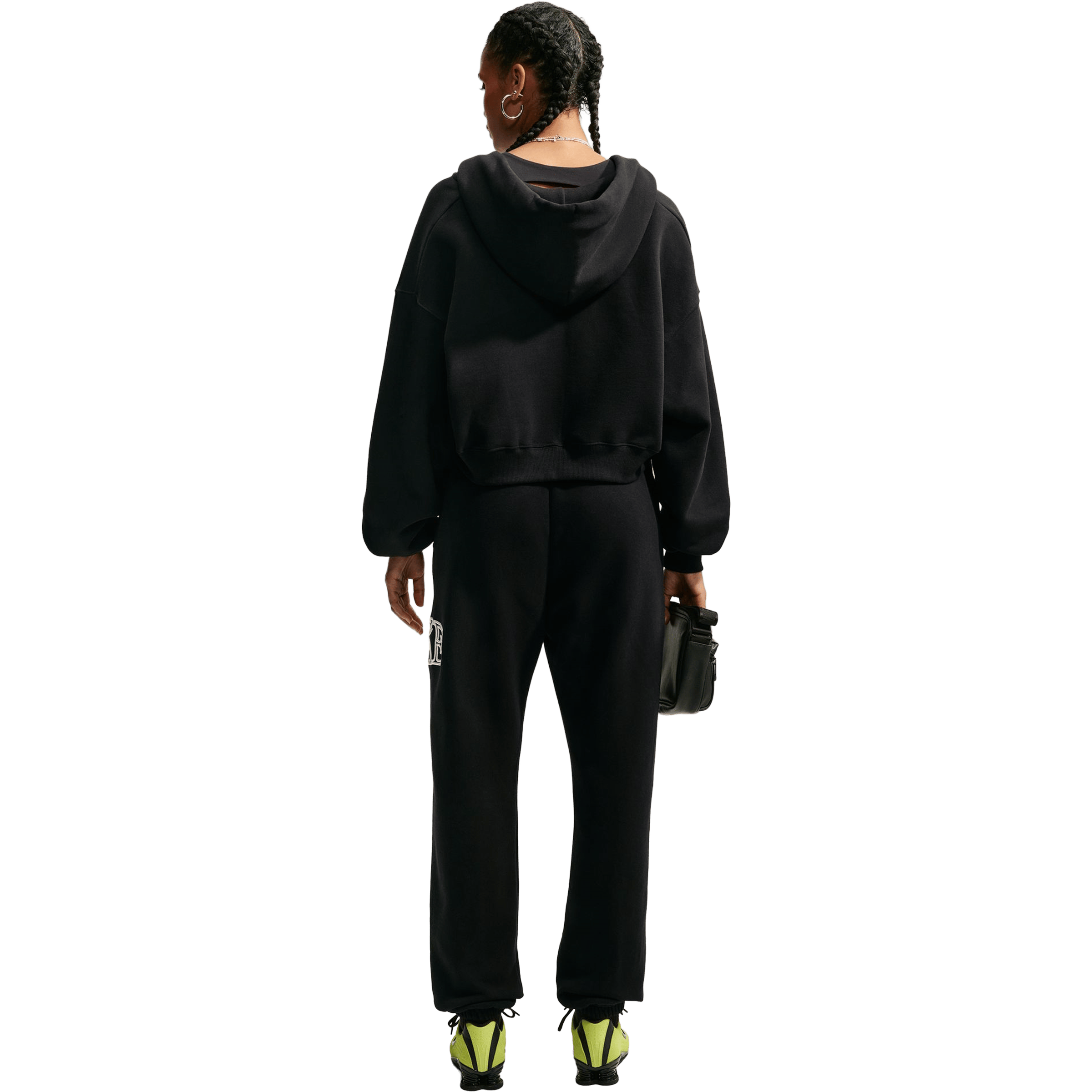 Womens Nike Studio Fleece Medium Weight Oversized Full-Zip Cropped Hoodie