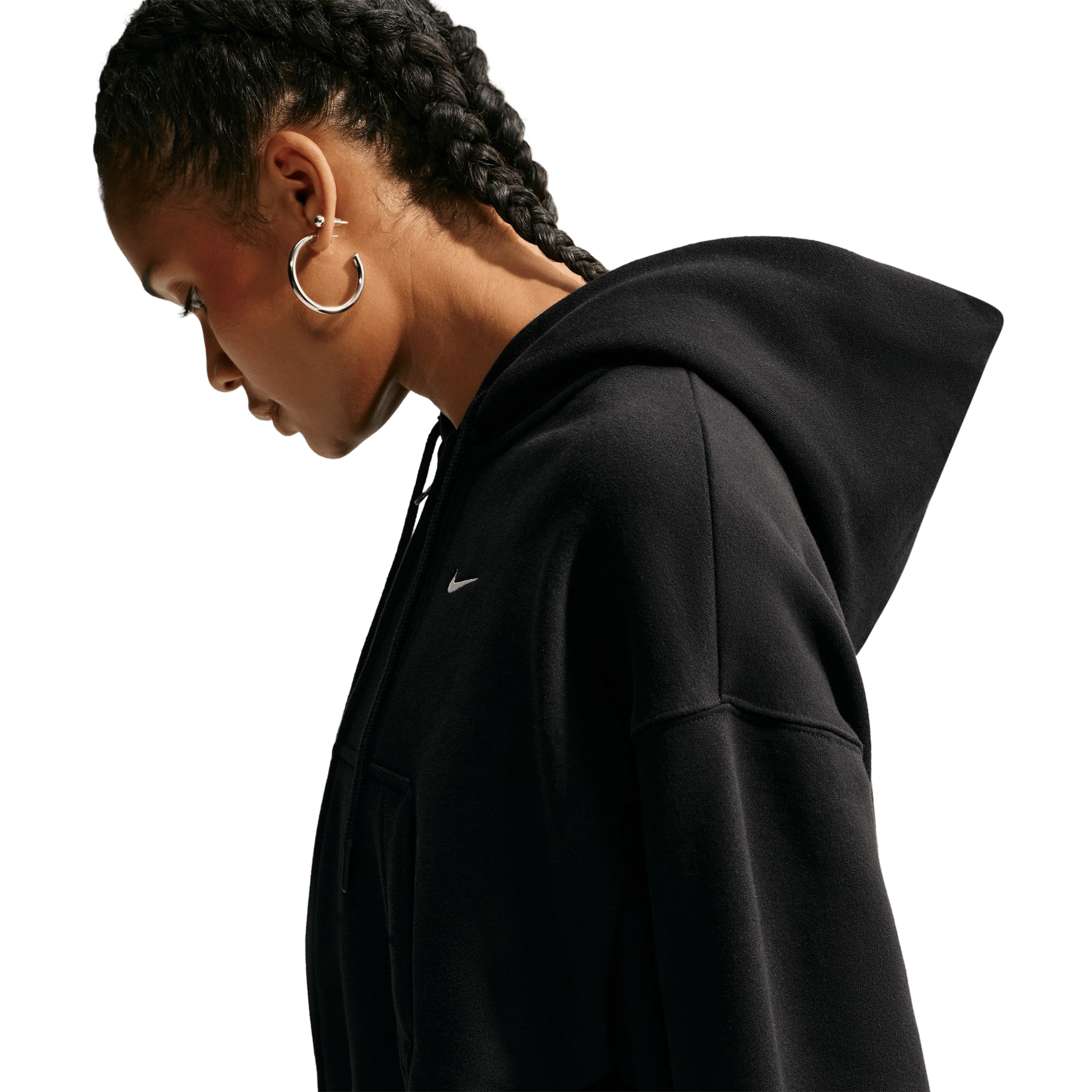 Womens Nike Studio Fleece Medium Weight Oversized Full-Zip Cropped Hoodie