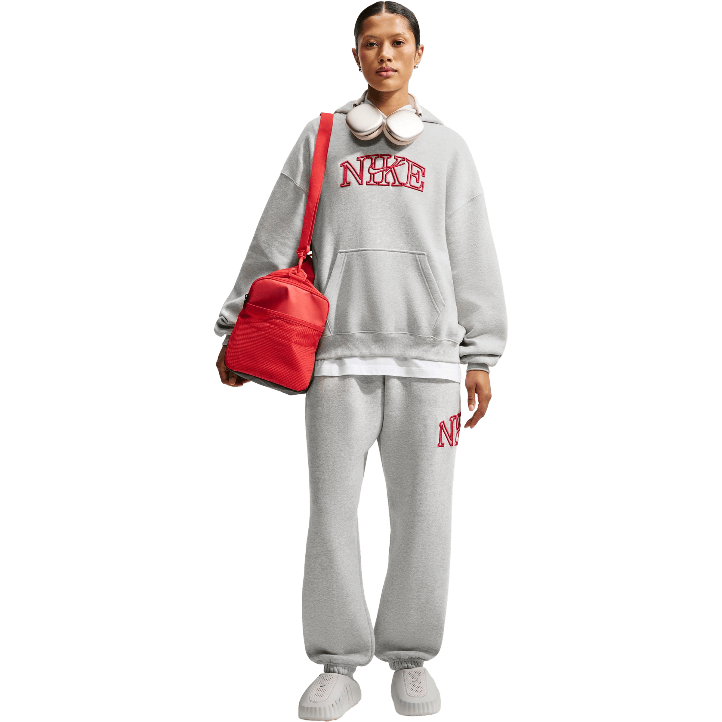 Womens Nike Studio Fleece Medium Weight "Graphic Pack" Oversized Cuffed Logo Pants