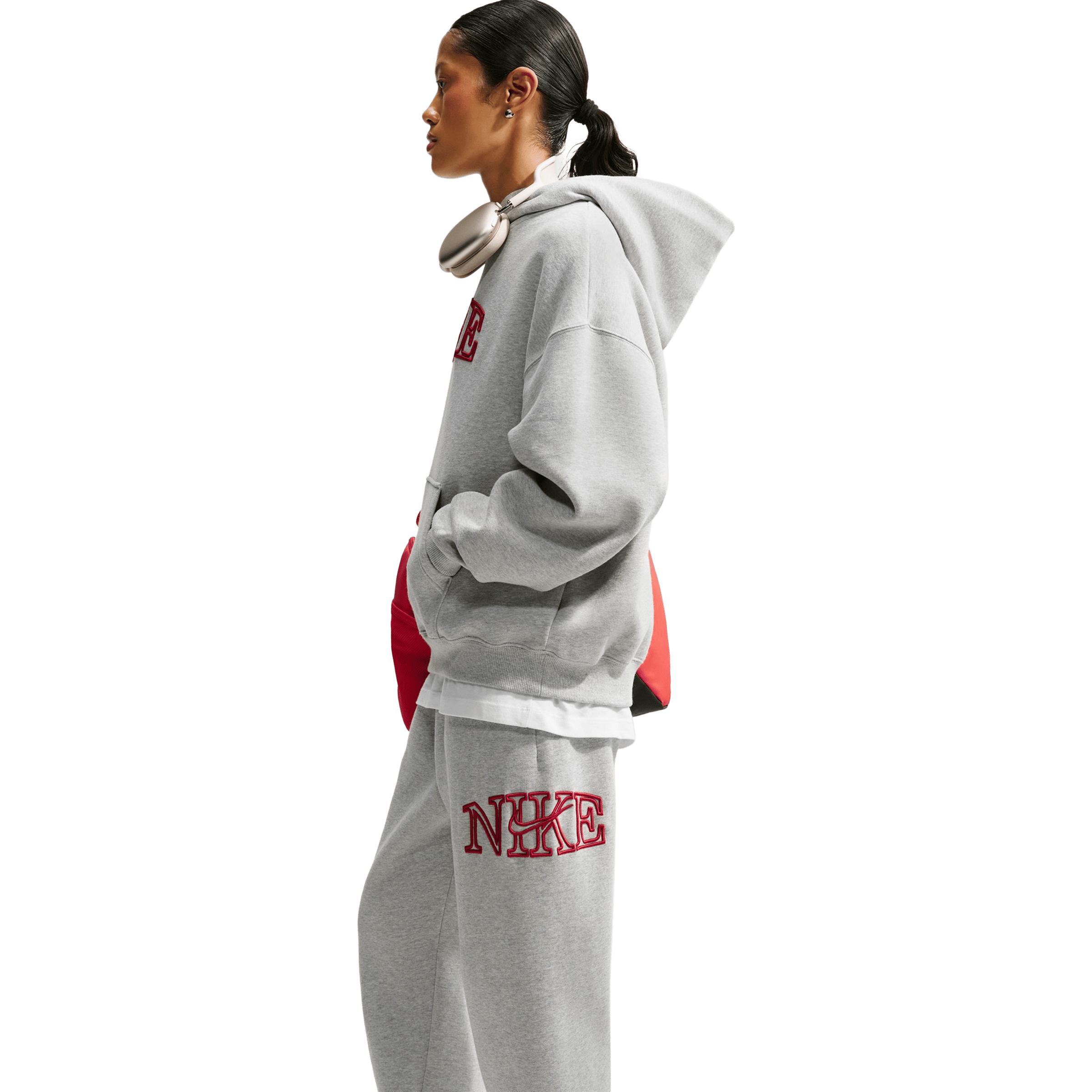 Womens Nike Studio Fleece Medium Weight "Graphic Pack" Oversized Cuffed Logo Pants