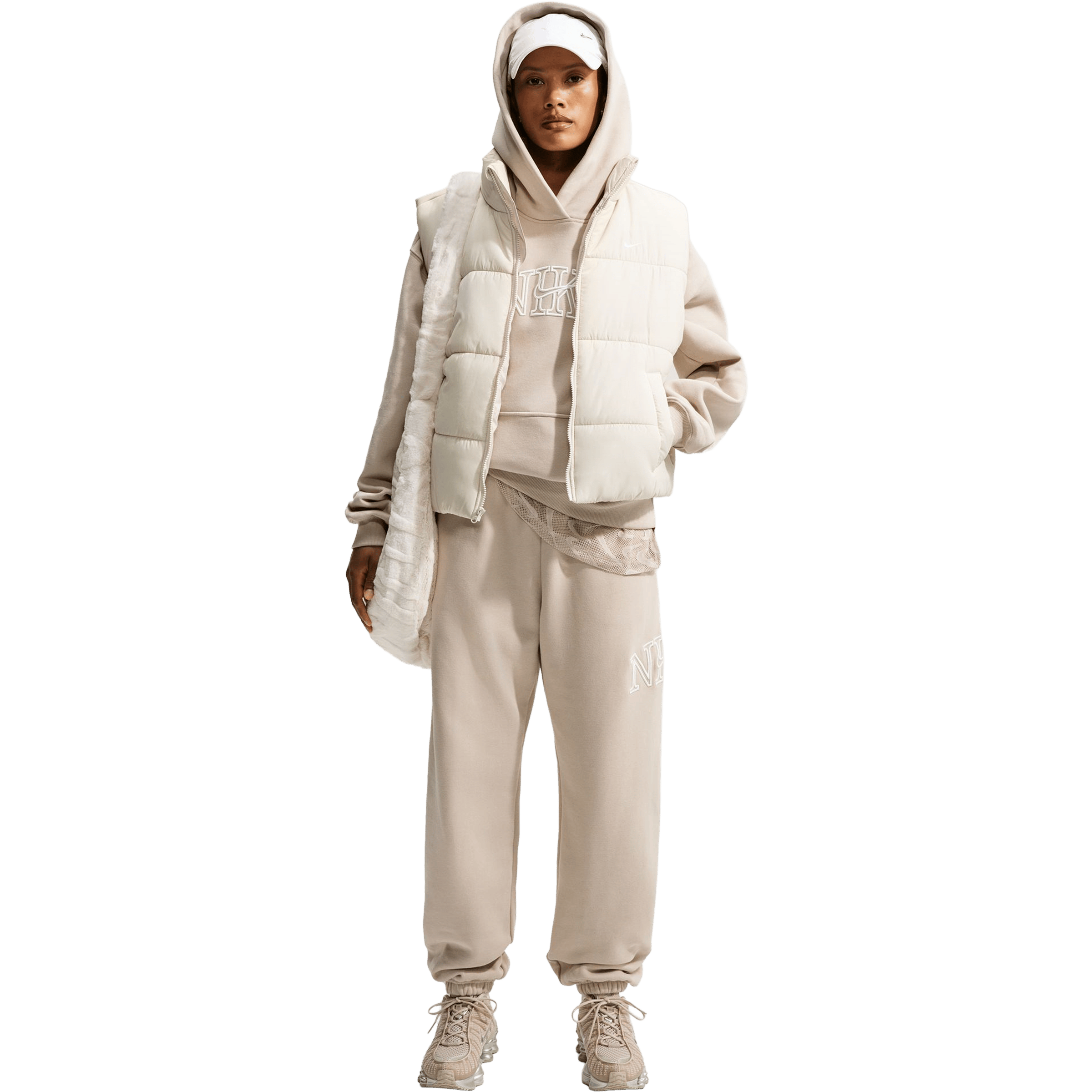 Womens Nike Studio Fleece Medium Weight "Graphic Pack" Oversized Cuffed Logo Pants