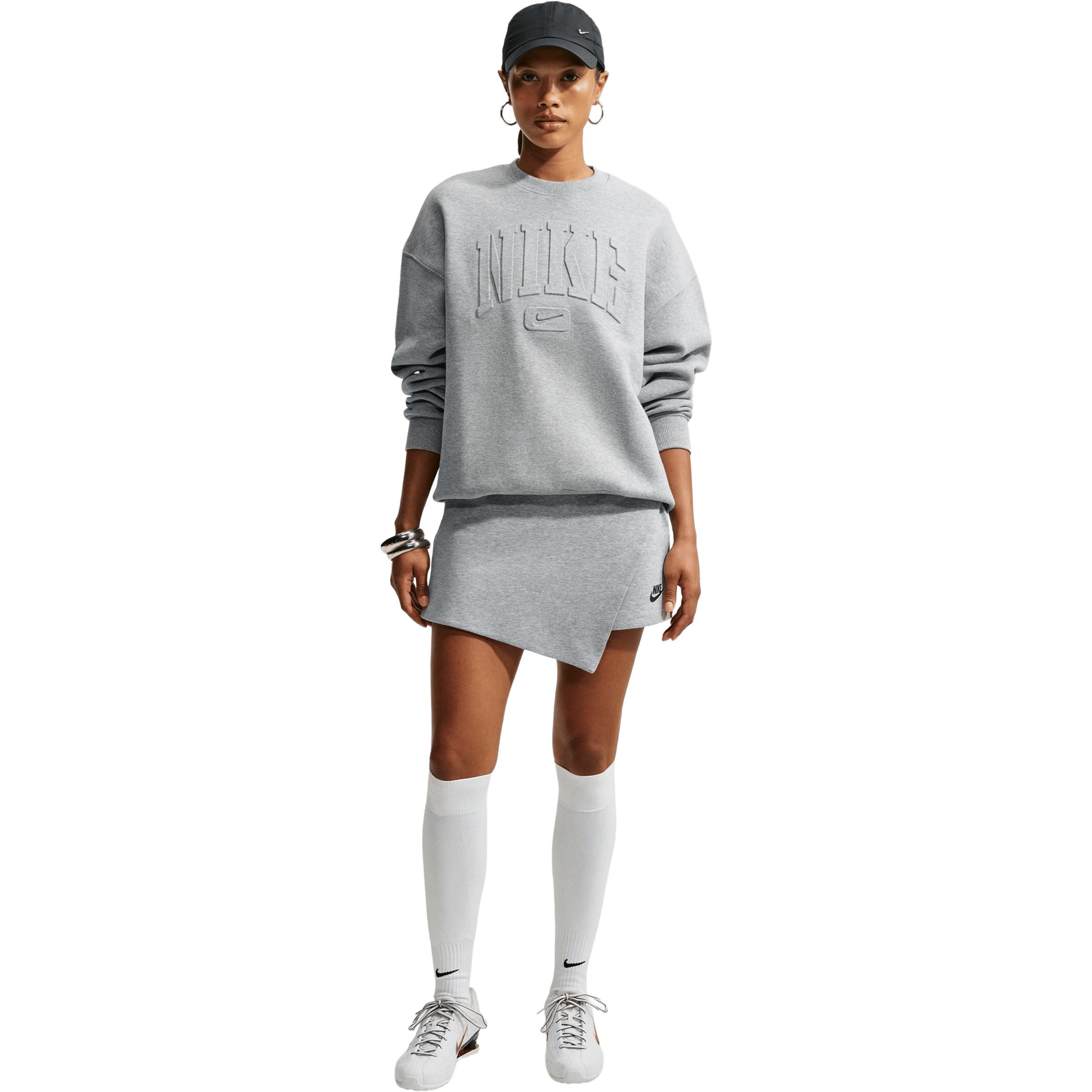 Womens Nike Studio Fleece Medium Weight "Graphic Pack" Embossed Crew Sweatshirts