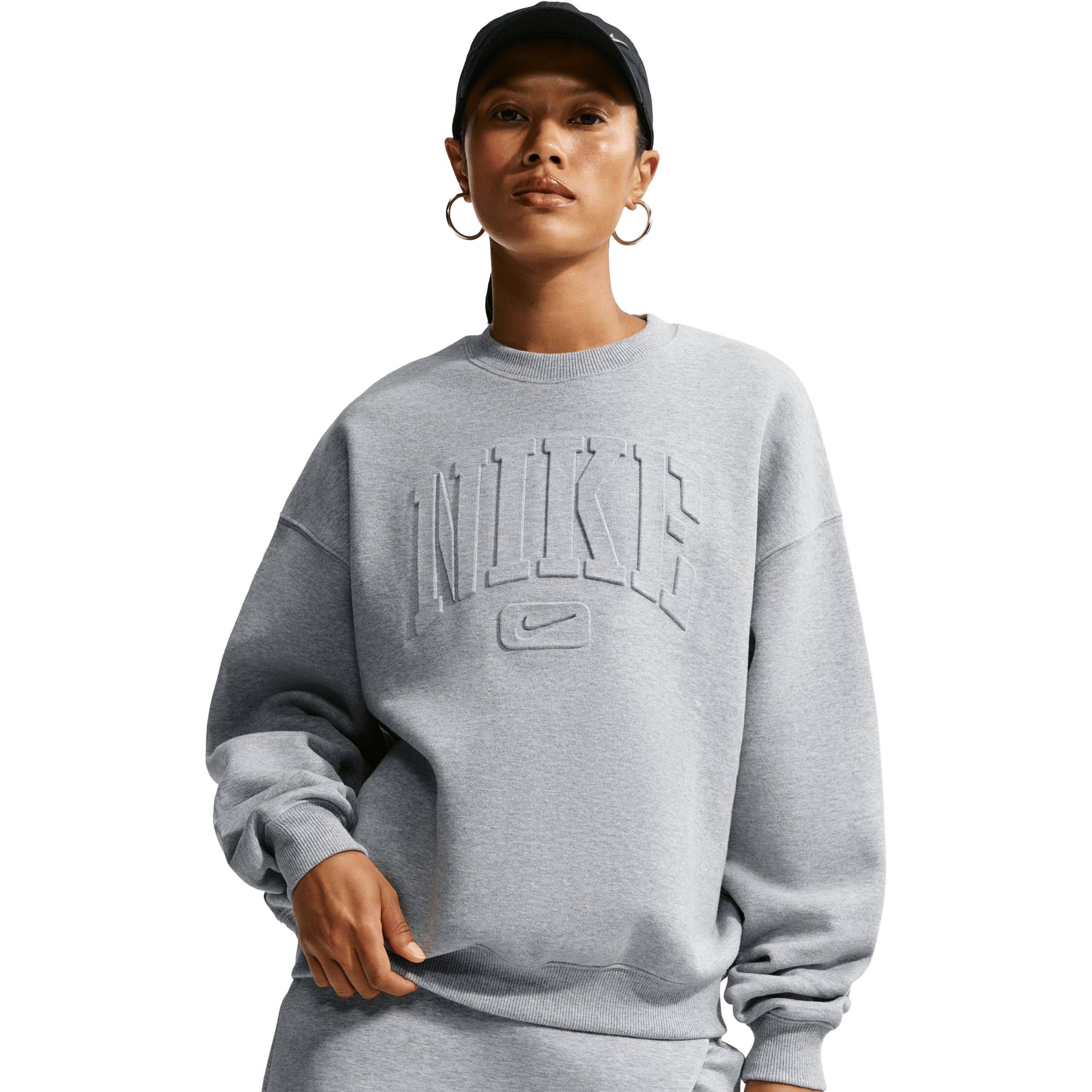 Womens Nike Studio Fleece Medium Weight "Graphic Pack" Embossed Crew Sweatshirts