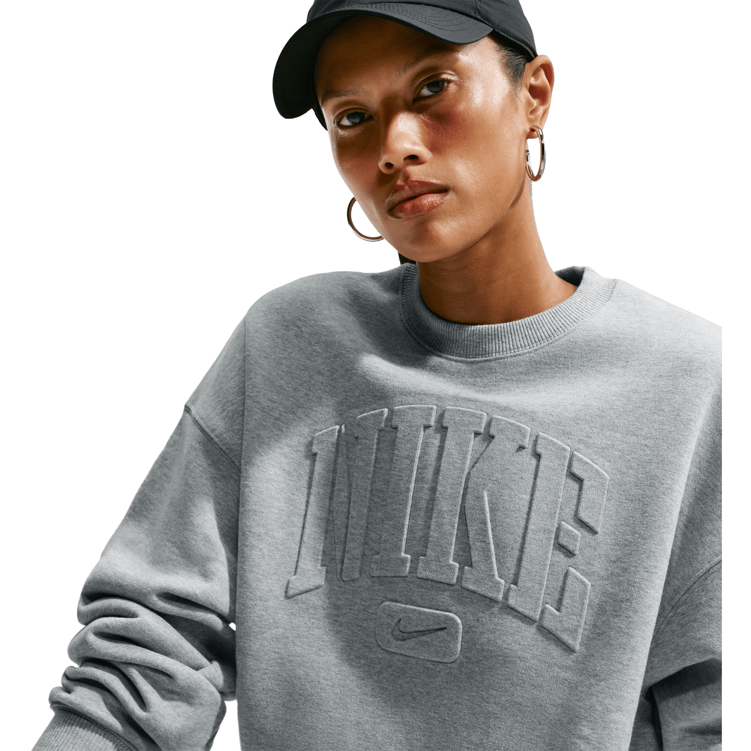 Womens Nike Studio Fleece Medium Weight "Graphic Pack" Embossed Crew Sweatshirts