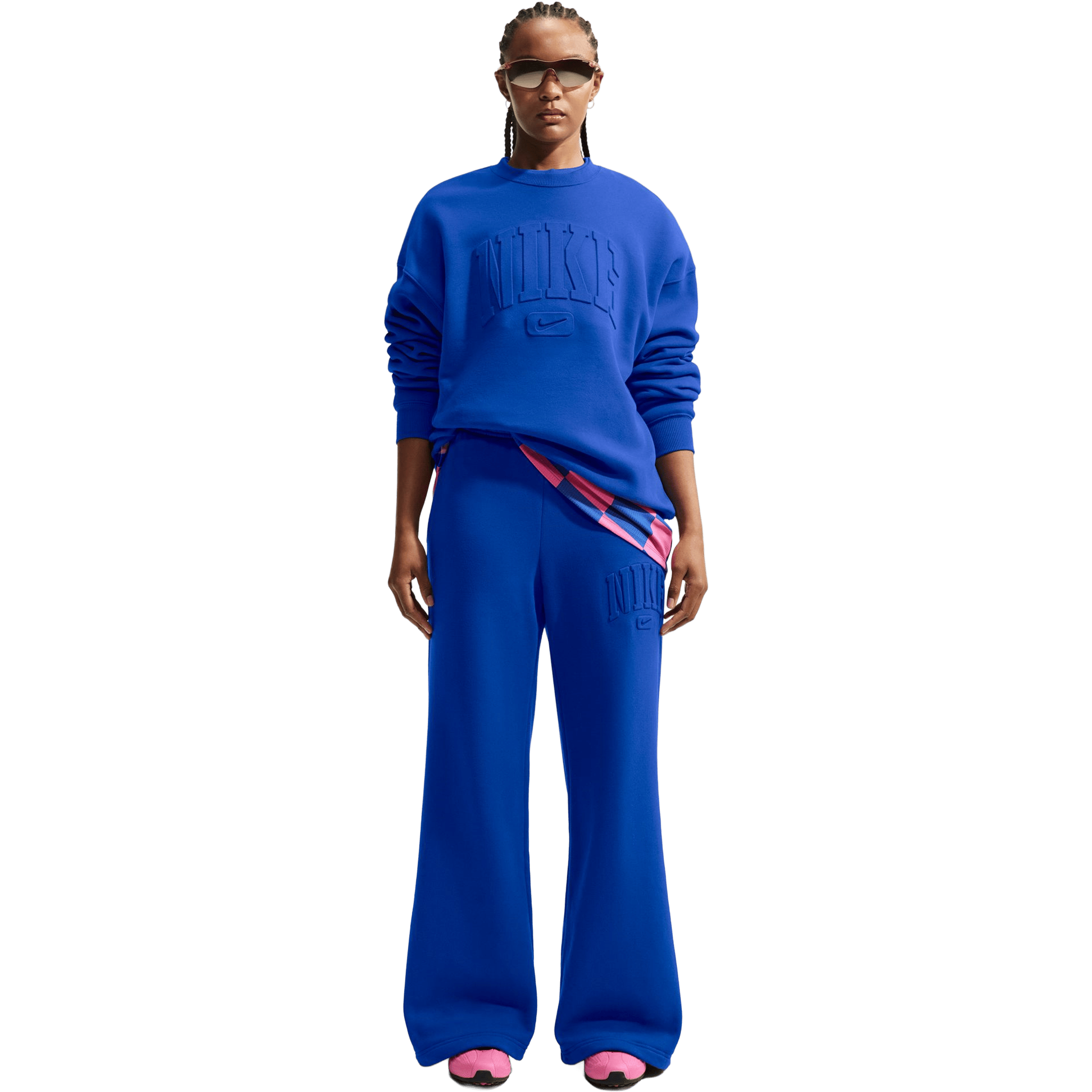 Womens Nike Studio Fleece Medium Weight "Graphic Pack" Embossed Crew Sweatshirts