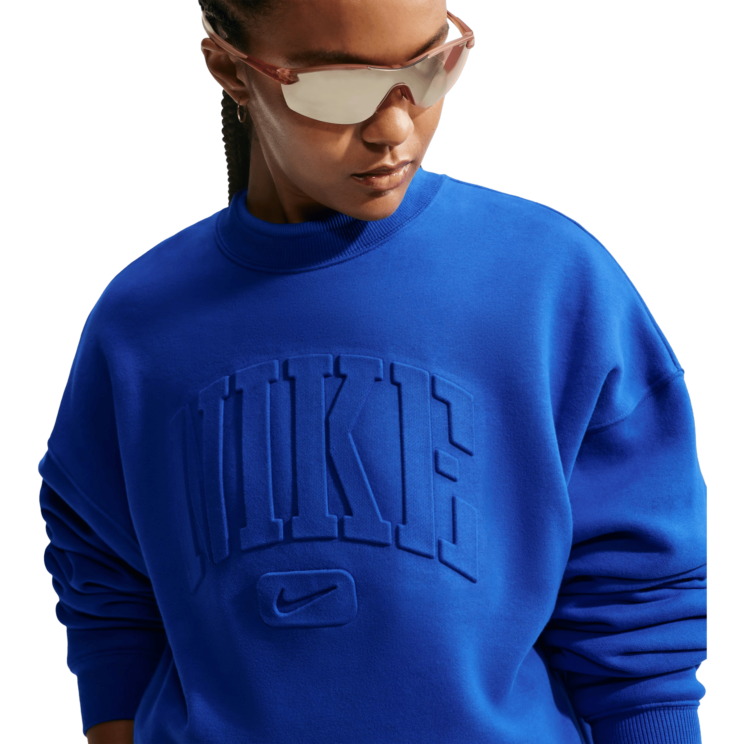Womens Nike Studio Fleece Medium Weight "Graphic Pack" Embossed Crew Sweatshirts