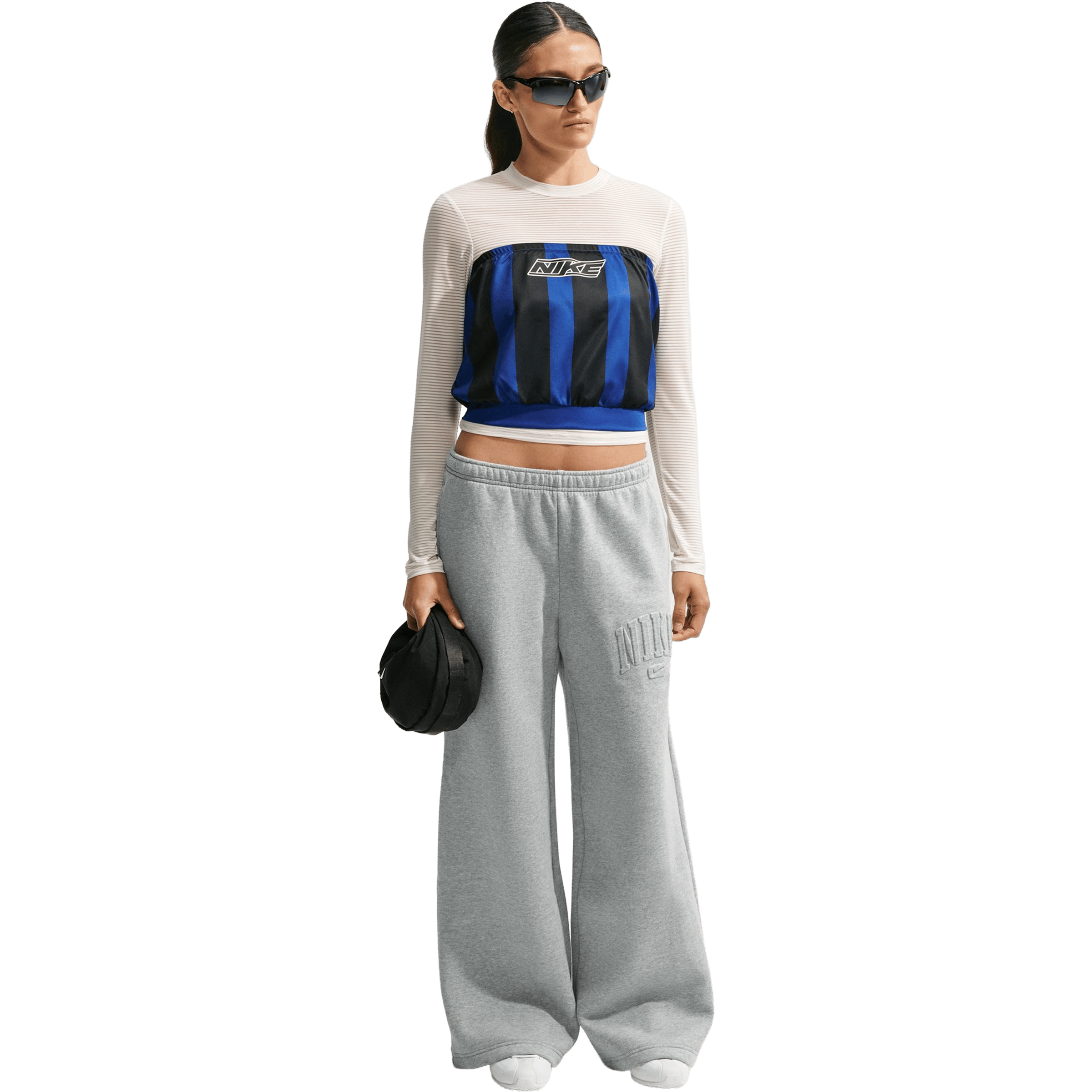 Womens Nike Studio Fleece Medium Weight Mid-Rise Wide-Leg Pants