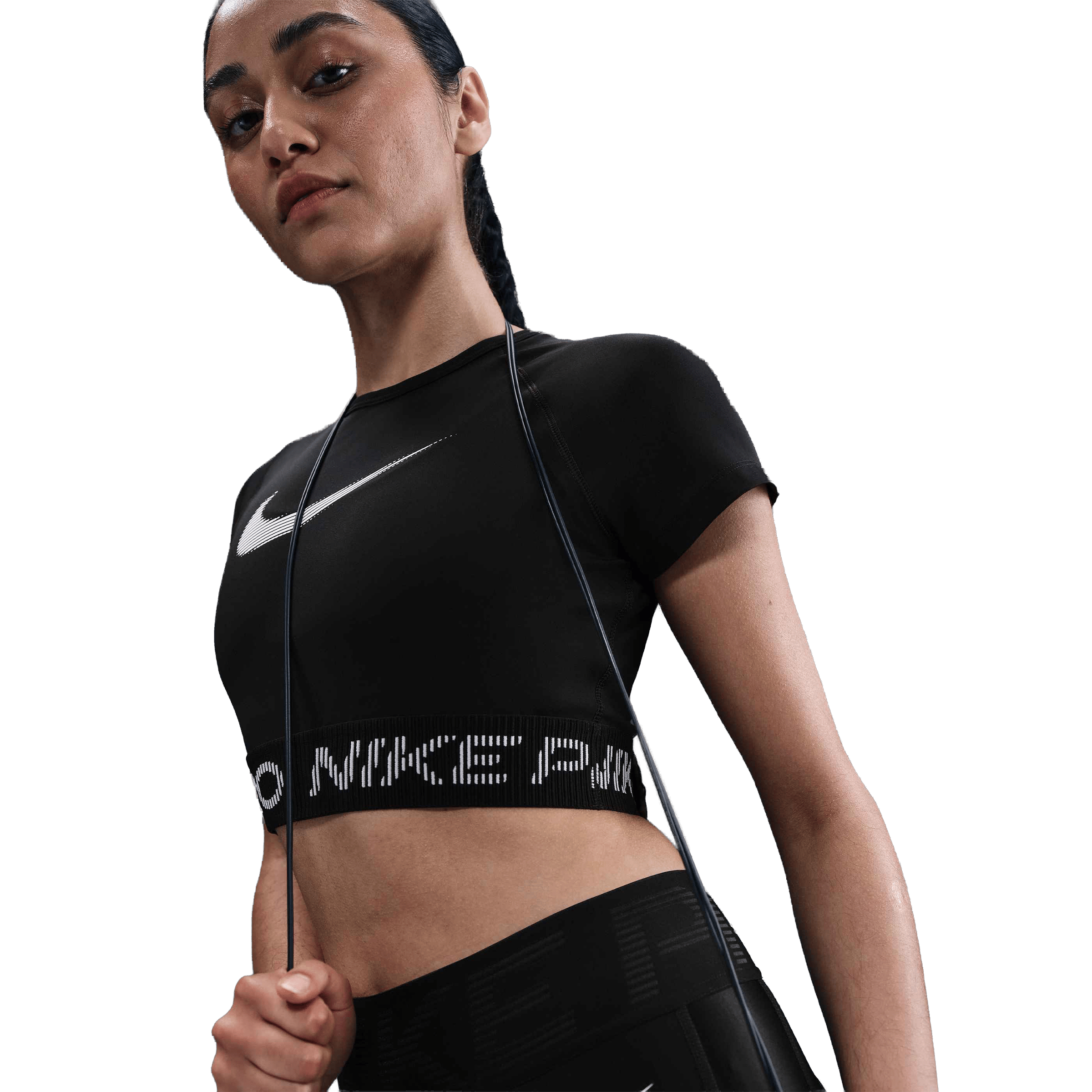 Womens Nike Pro Dri-FIT Short-Sleeve Graphic Cropped Top