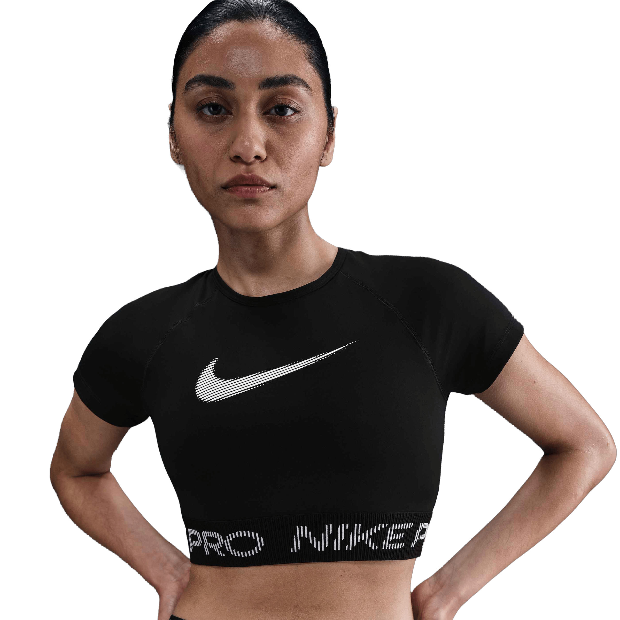 Womens Nike Pro Dri-FIT Short-Sleeve Graphic Cropped Top
