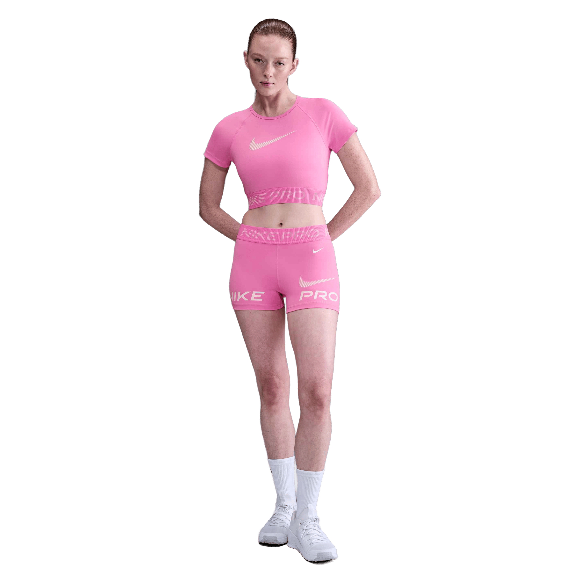 Womens Nike Pro Dri-FIT Short-Sleeve Graphic Cropped Top
