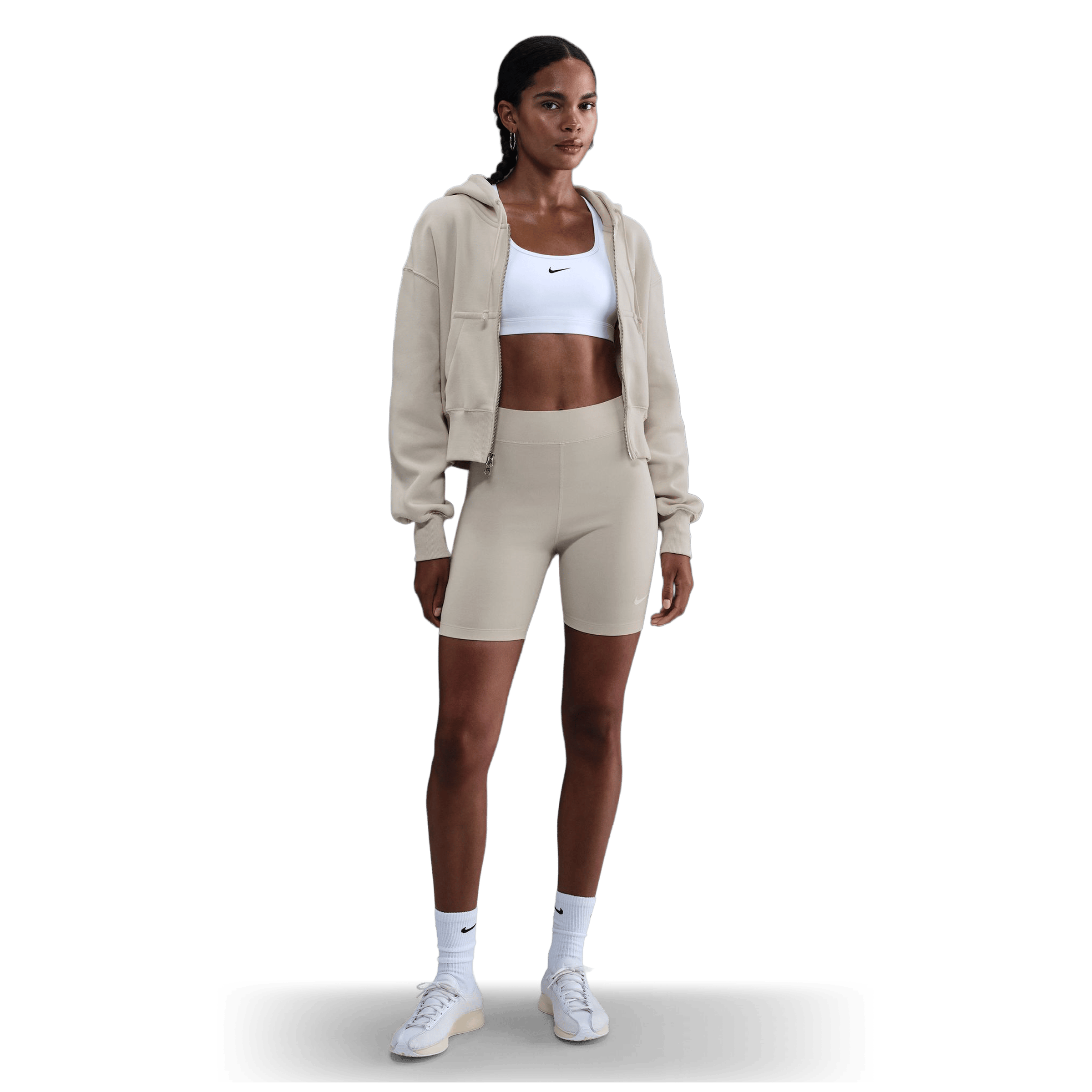 Womens Sportswear Phoenix Fleece Loose Full-Zip Cropped Hoodie Lt