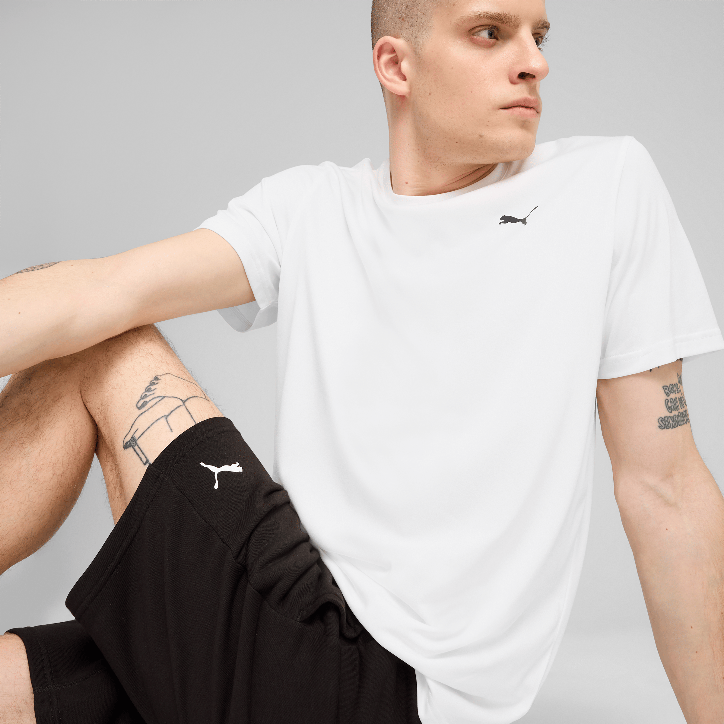 Mens Puma Train All Day Essentials Solid Cat Tee