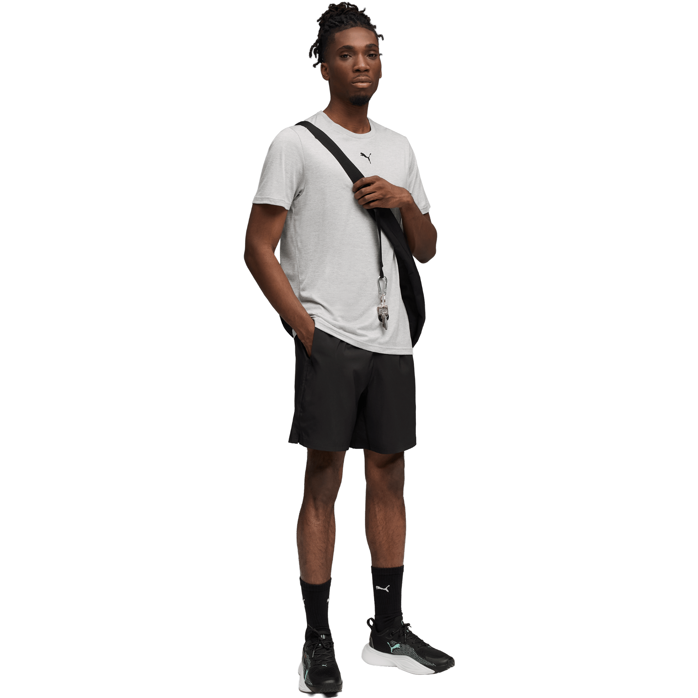 Mens Puma Train All Day Essentials Heather Cat Tee